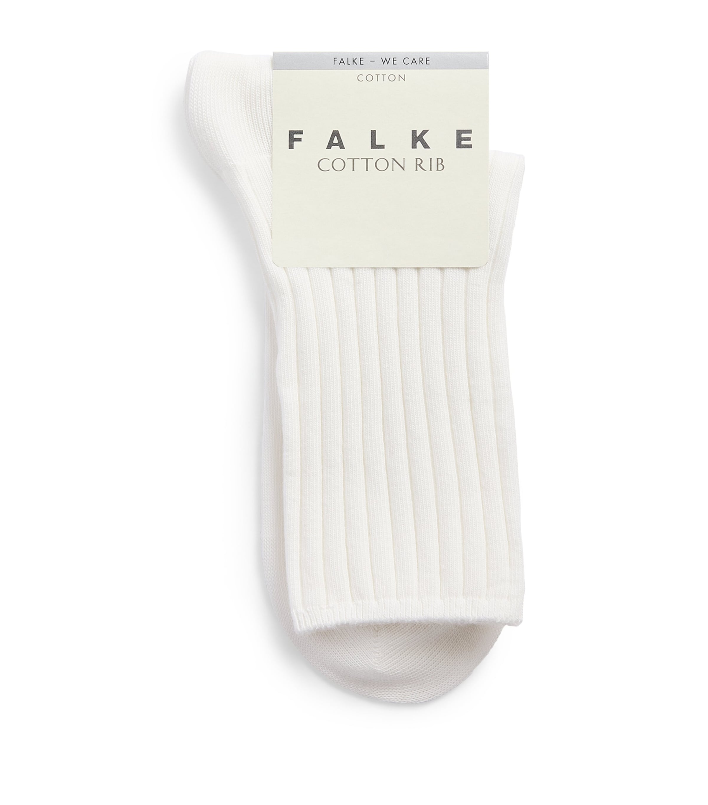 Falke Womens Stretch-Cotton Ribbed Socks Off White