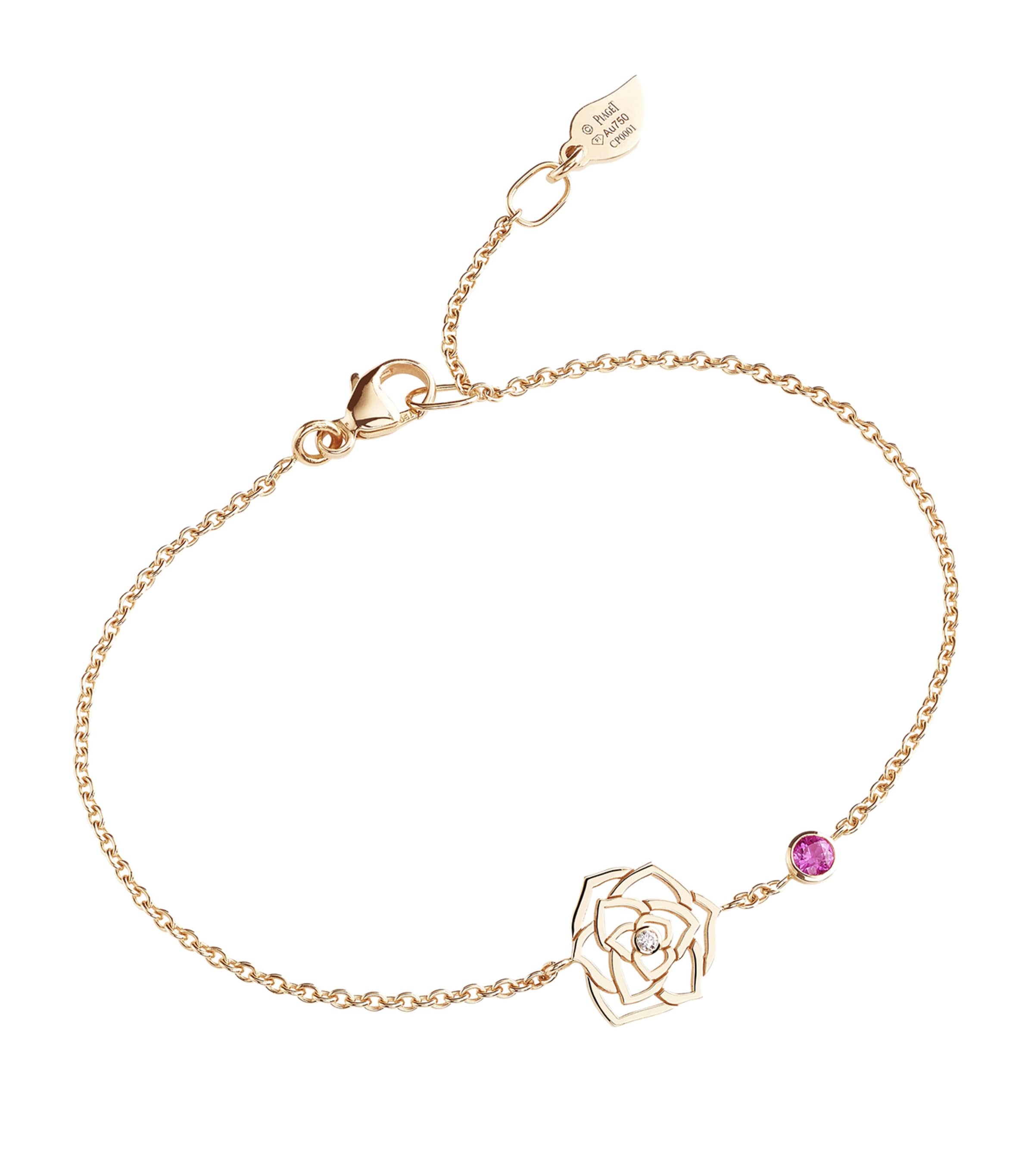 Piaget Rose Gold, Diamond and Sapphire Rose Bracelet Pink