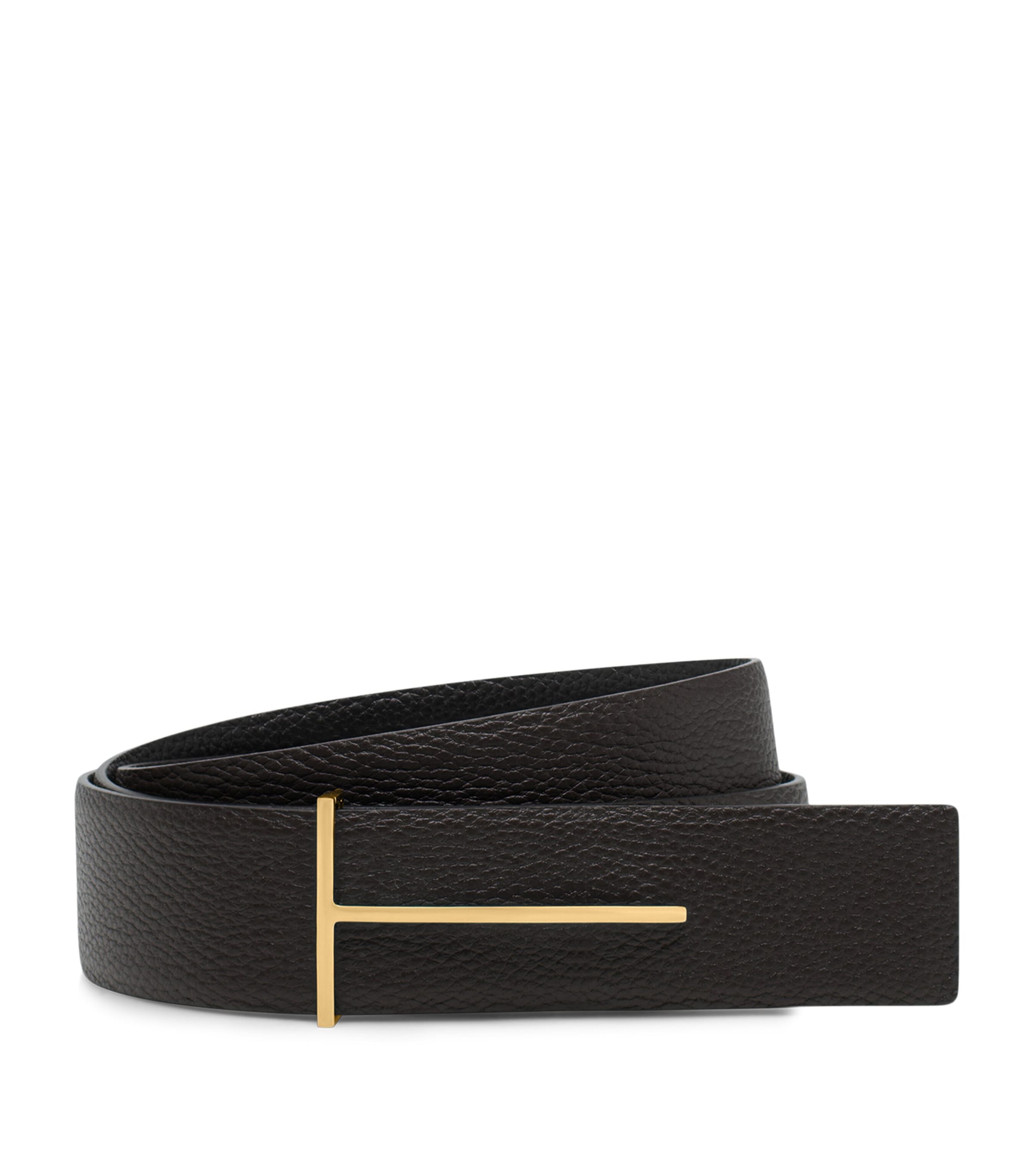 Calf Leather Reversible Slim T Belt