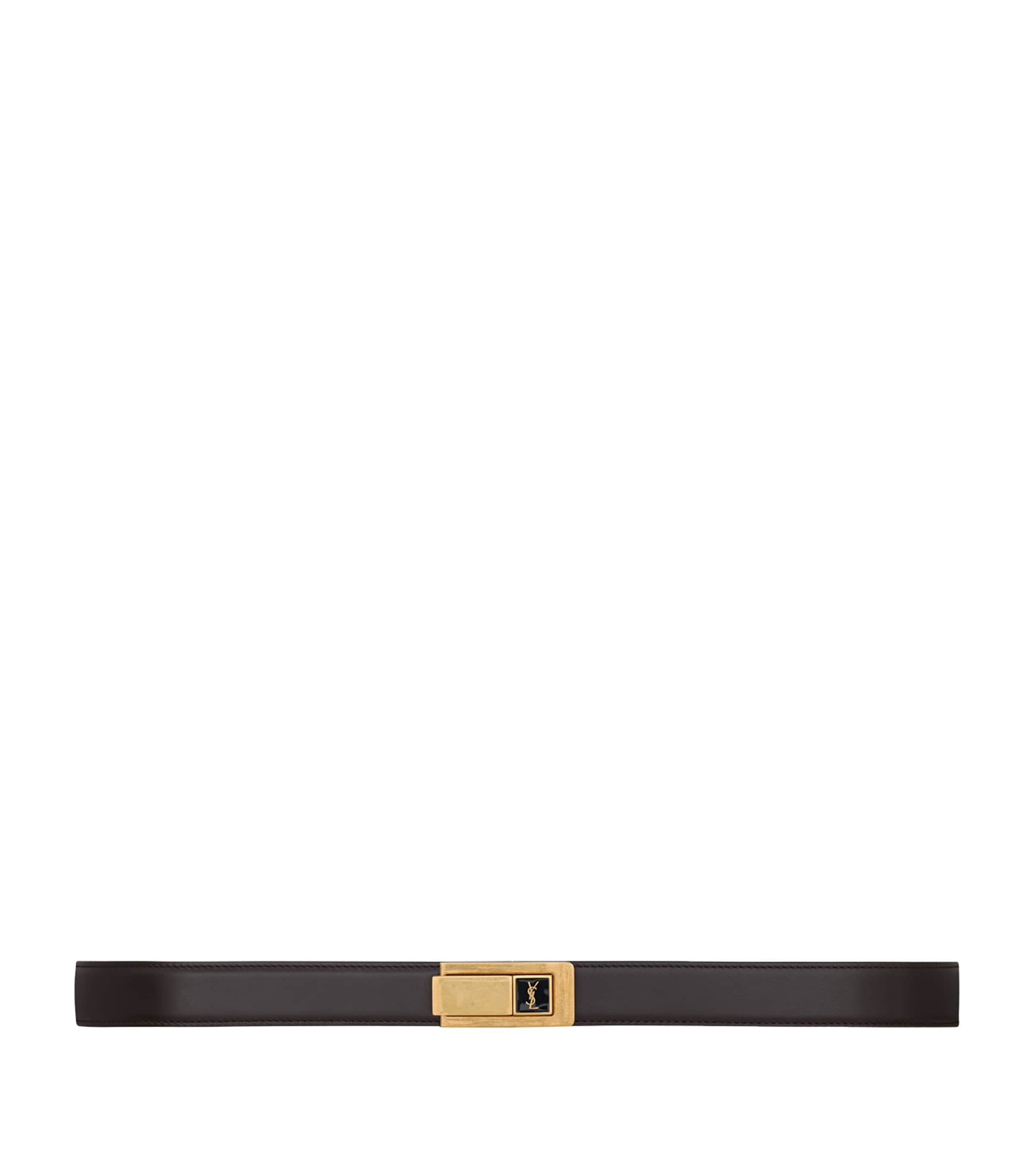 Saint Laurent Leather Cassandre Charniere Belt
