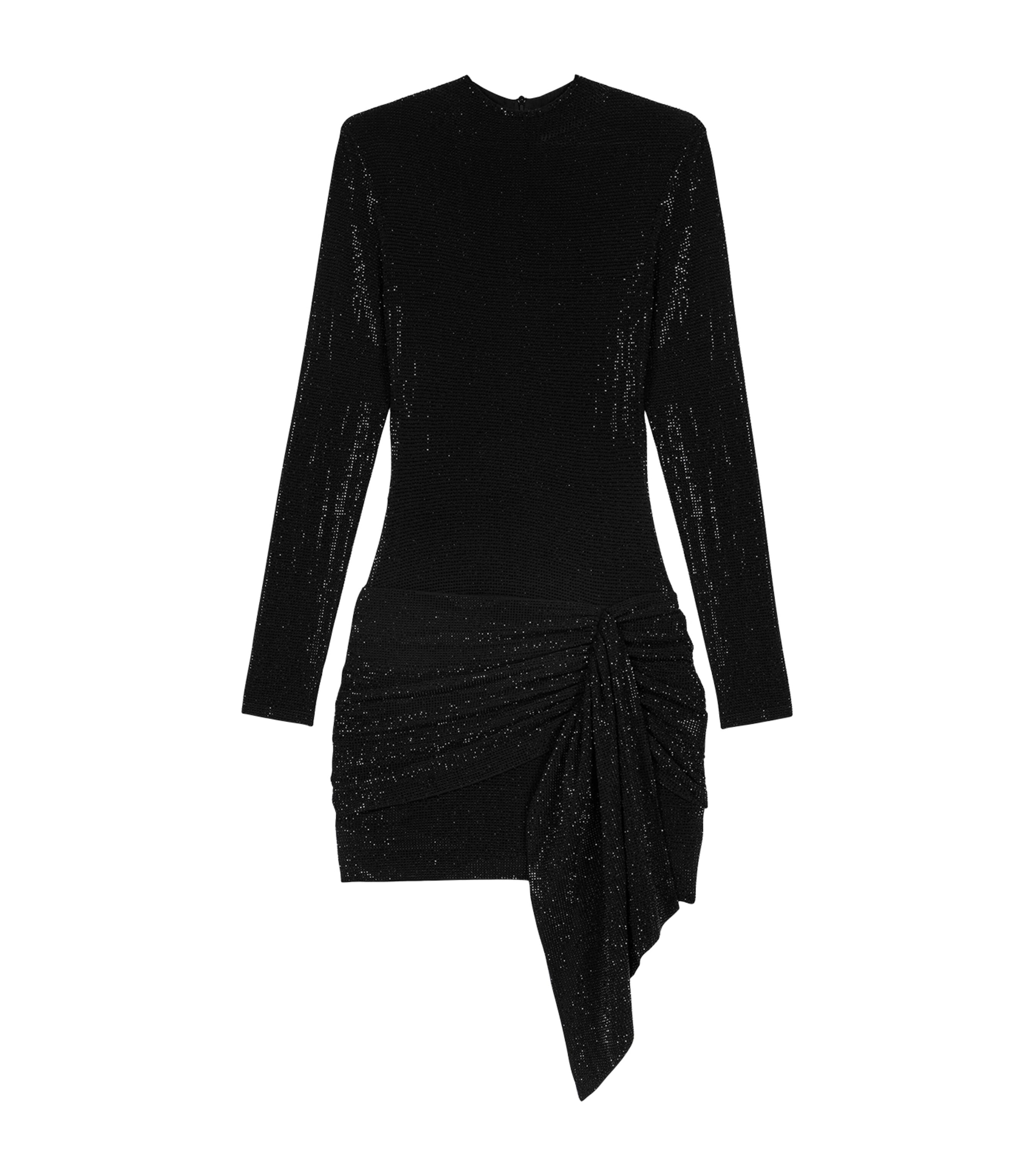 Maje Womens Lurex Gathered Mini Dress Black