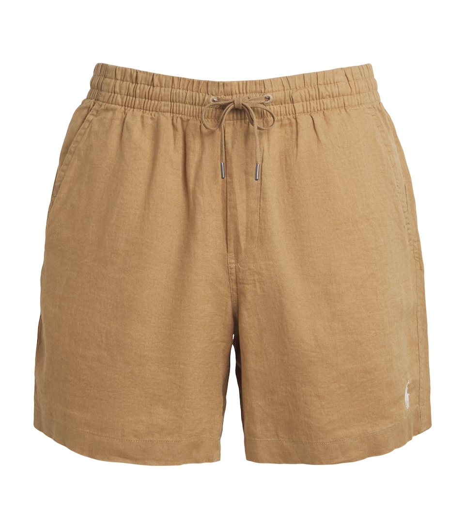 Polo Ralph Lauren Mens Linen Drawstring Polo Pony Shorts Cafe Tan