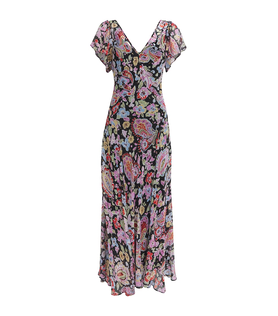 Rixo Womens Printed Bexley Midi Dress Cara Floral Black