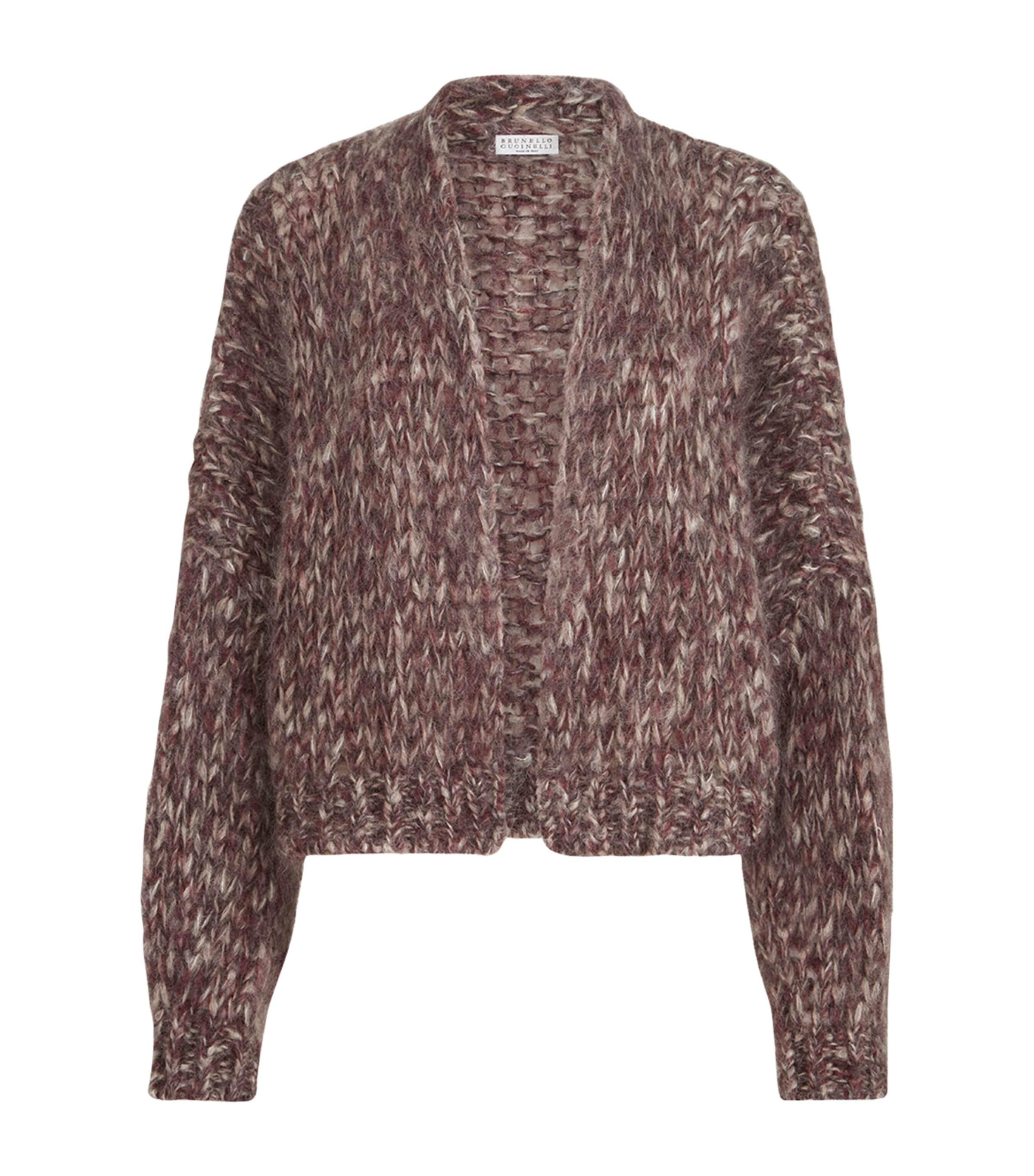 Brunello Cucinelli Womens Mohair Malfilé Cardigan Bordeaux