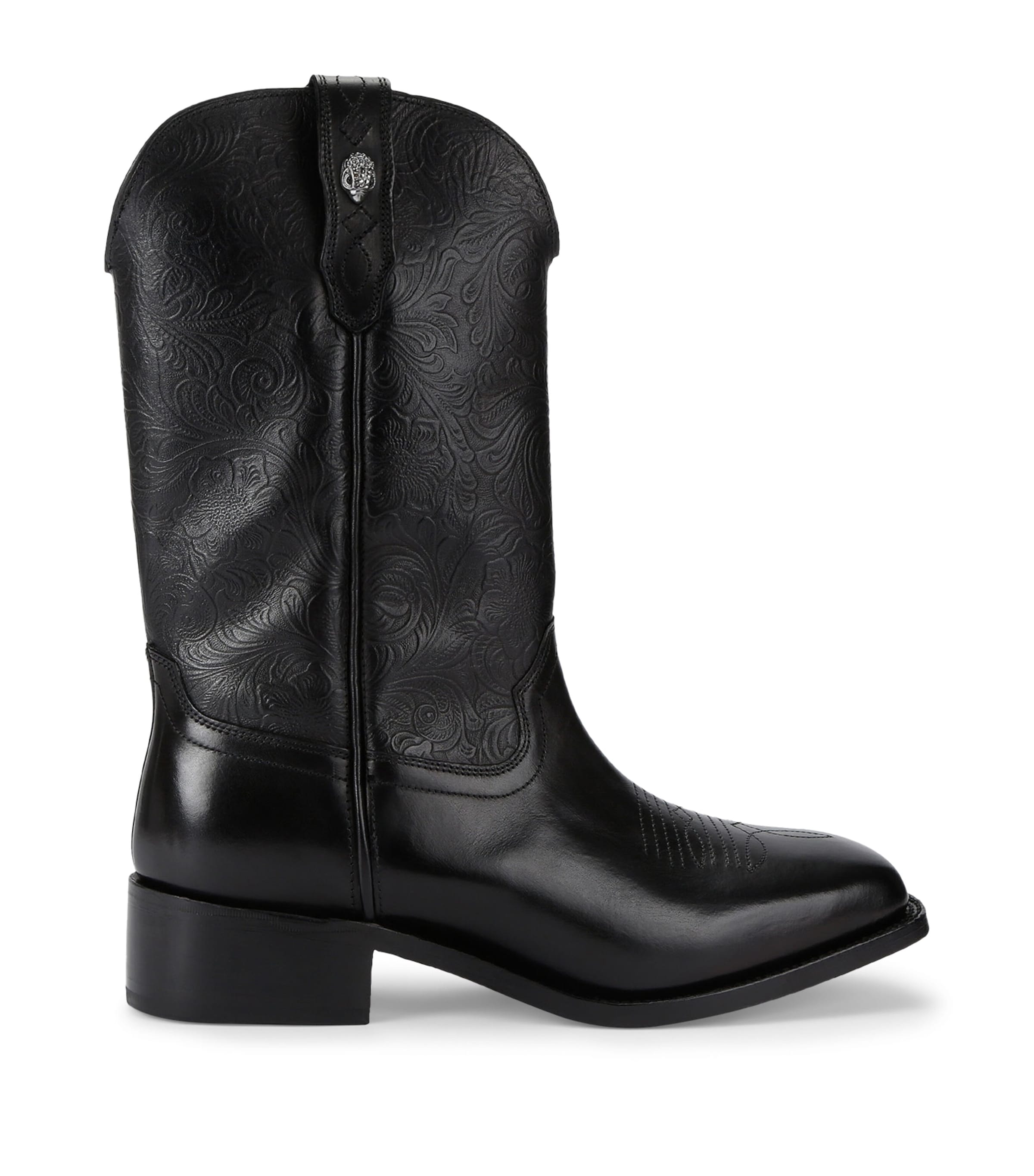 Kurt Geiger London Leather Phoenix Western Boots Black