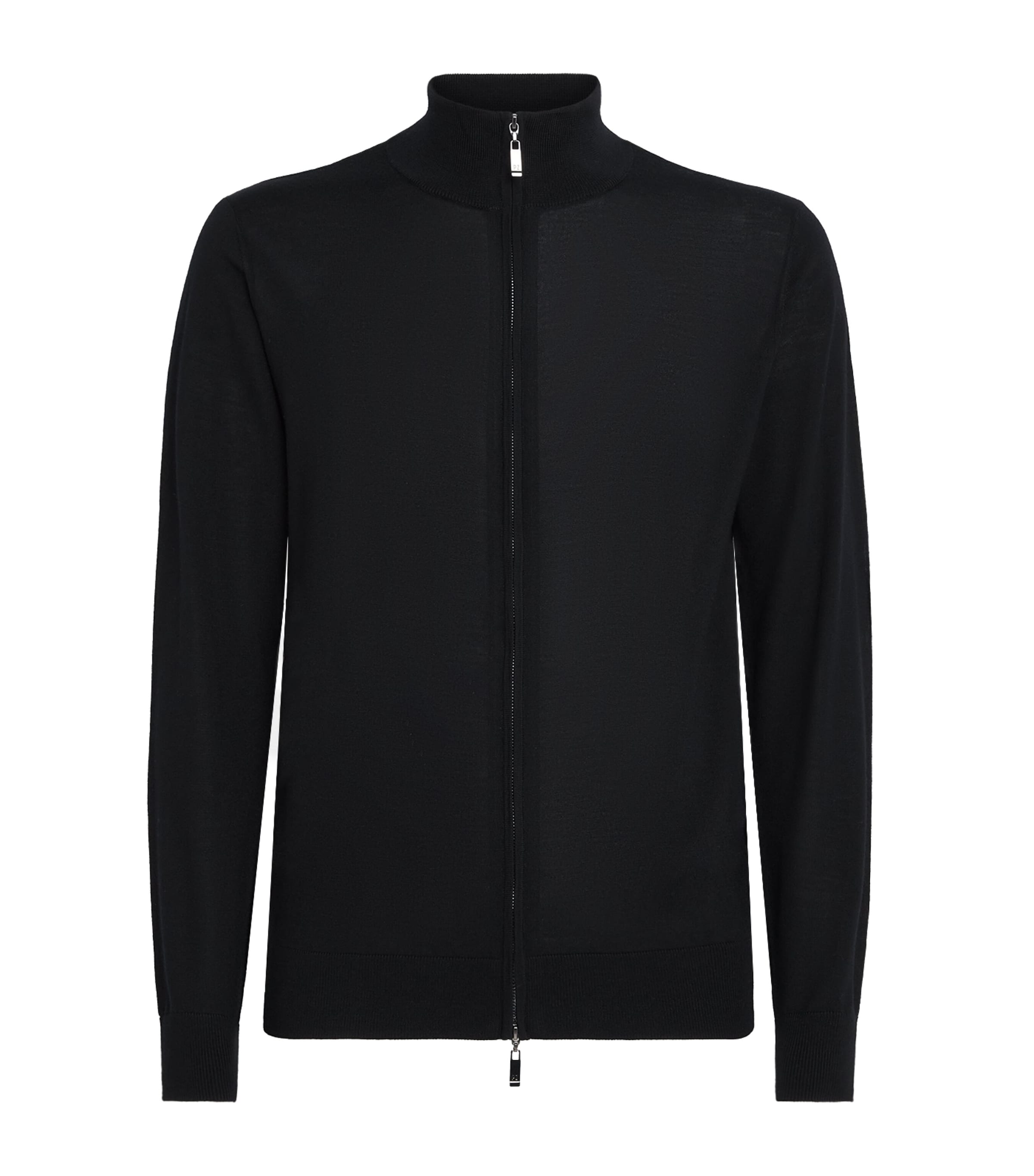 Pal Zileri Mens Wool Zip-Up Cardigan Black