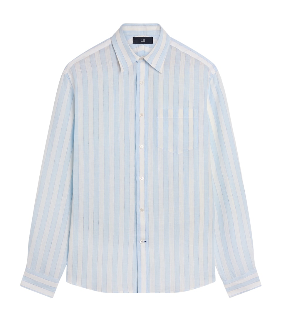 Dunhill Mens Linen Shirt Blue