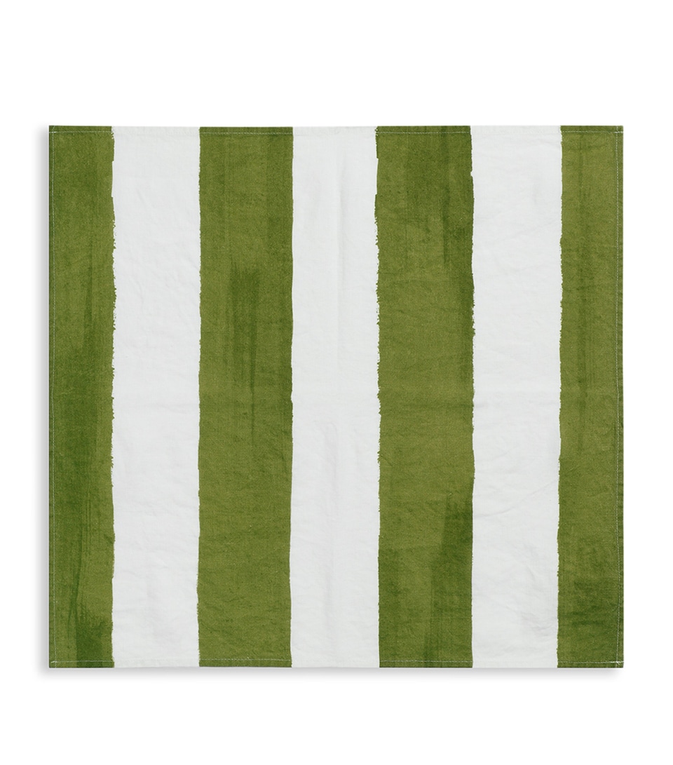Summerill & Bishop Linen Stripe Napkin (50cm x 50cm) Green
