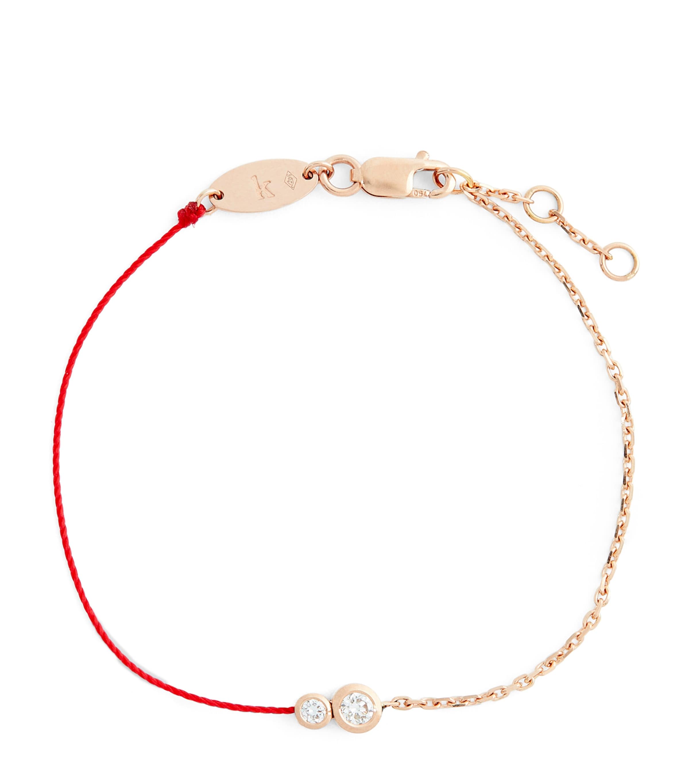 Redline Rose Gold and Diamond Infinite String-Chain Bracelet Red