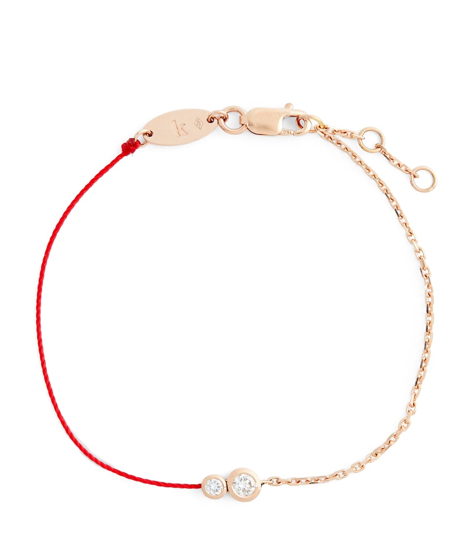 Redline Rose Gold and Diamond Infinite String-Chain Bracelet Red