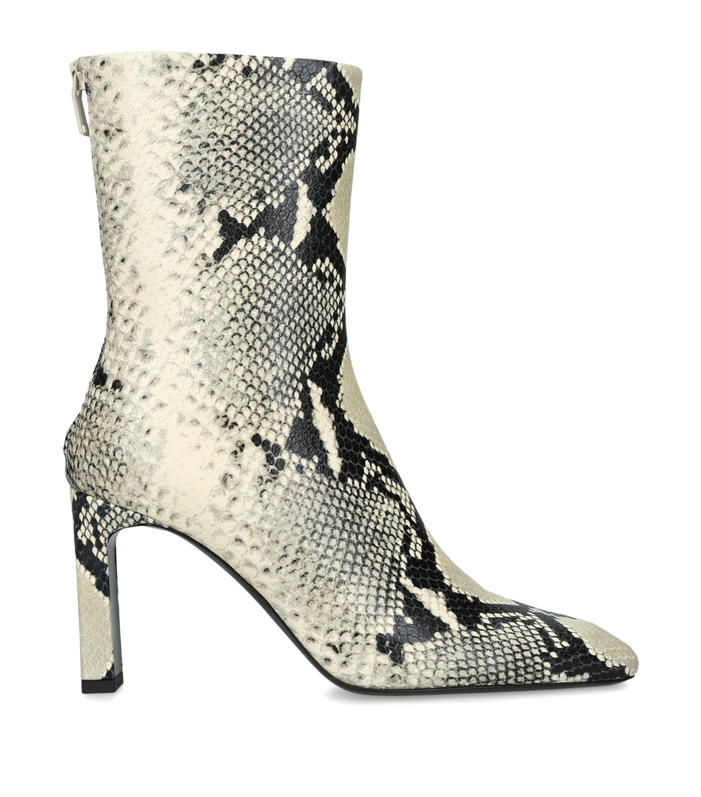 Toteme Snake-Embossed Leather Bar Ankle Boots 85 Cream Comb