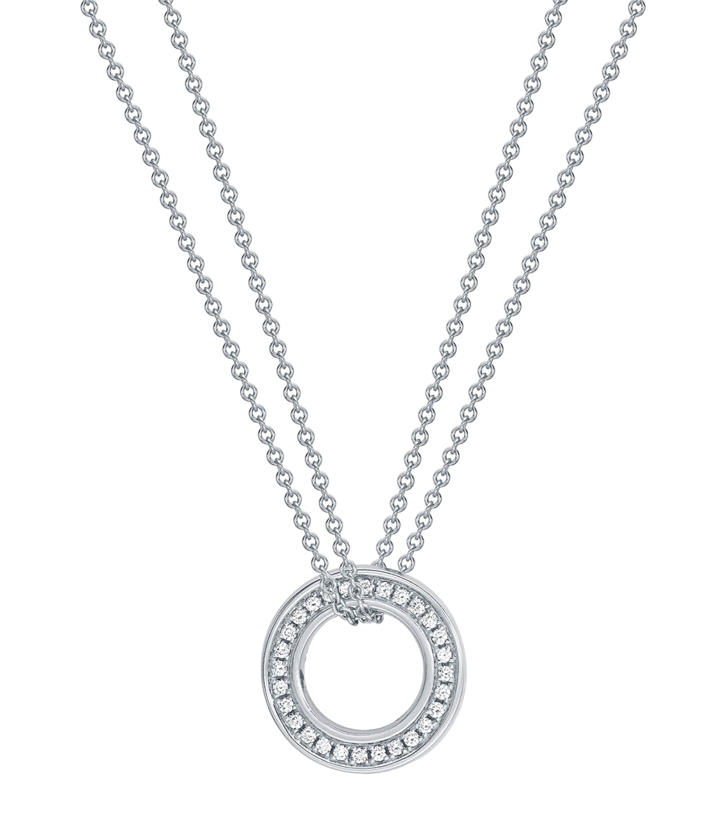 White Gold and Diamond Roulette Pendant Necklace