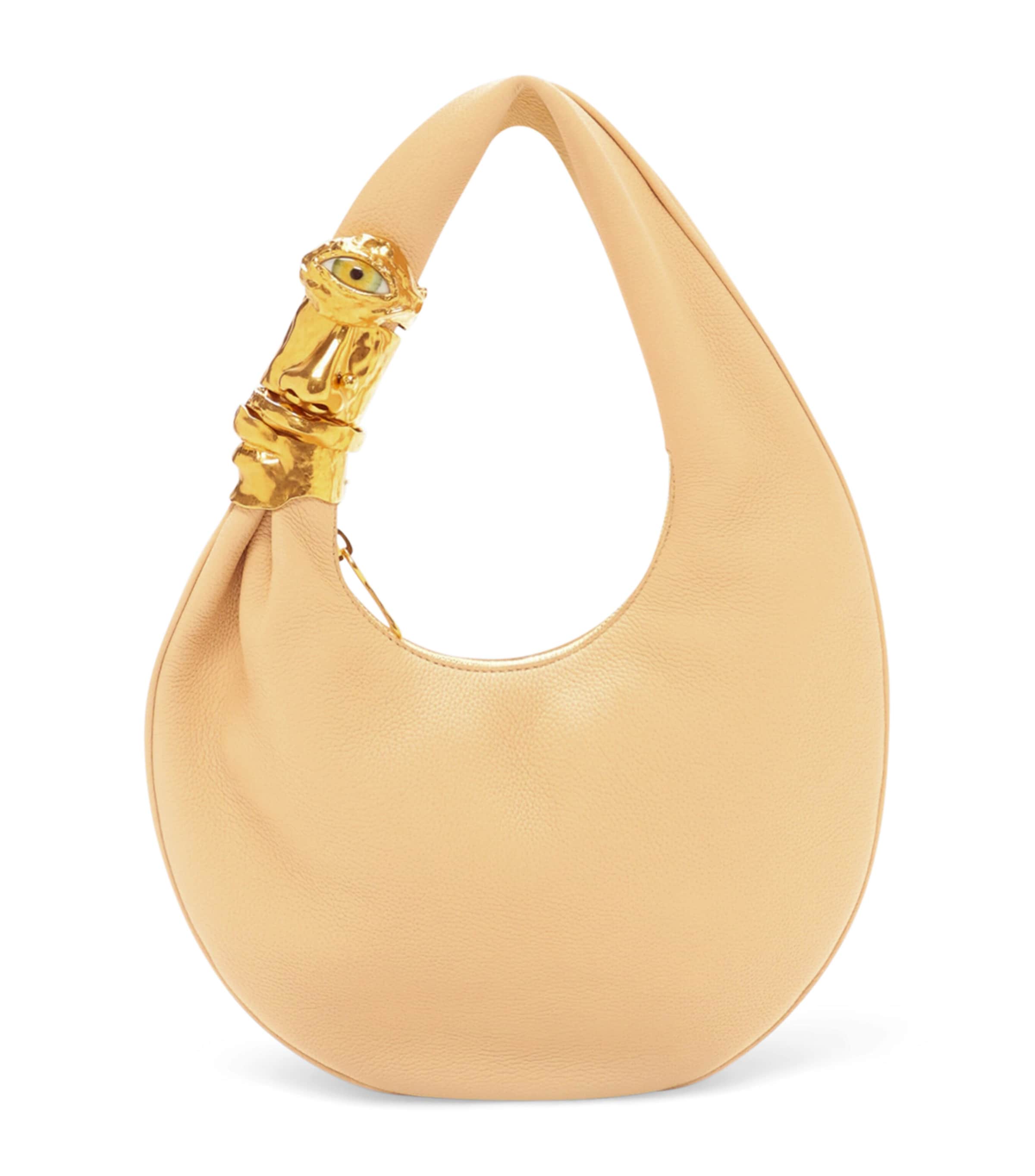 Schiaparelli Small Leather Soufflé Baguette Shoulder Bag Oat