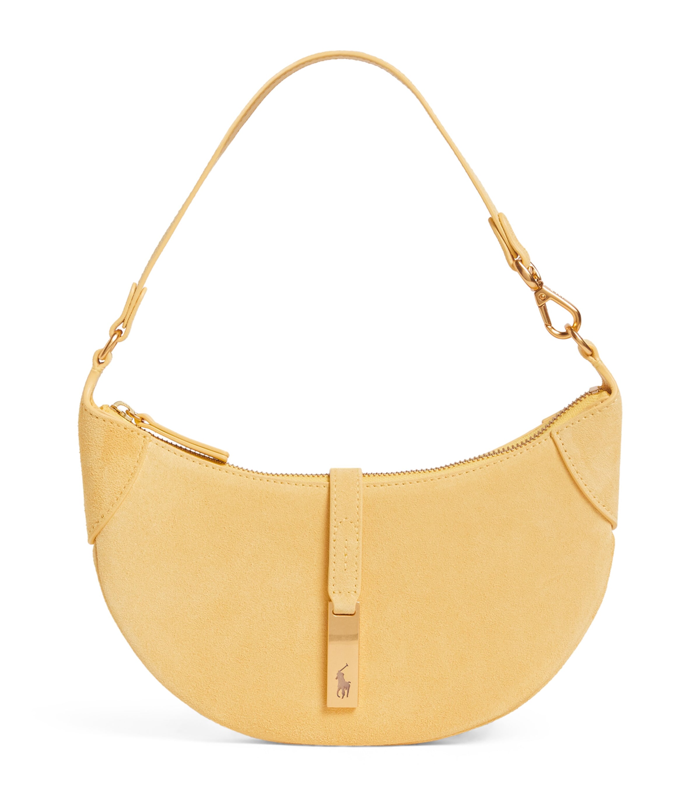 Polo Ralph Lauren Small Suede Polo ID Shoulder Bag Lemon Meringue