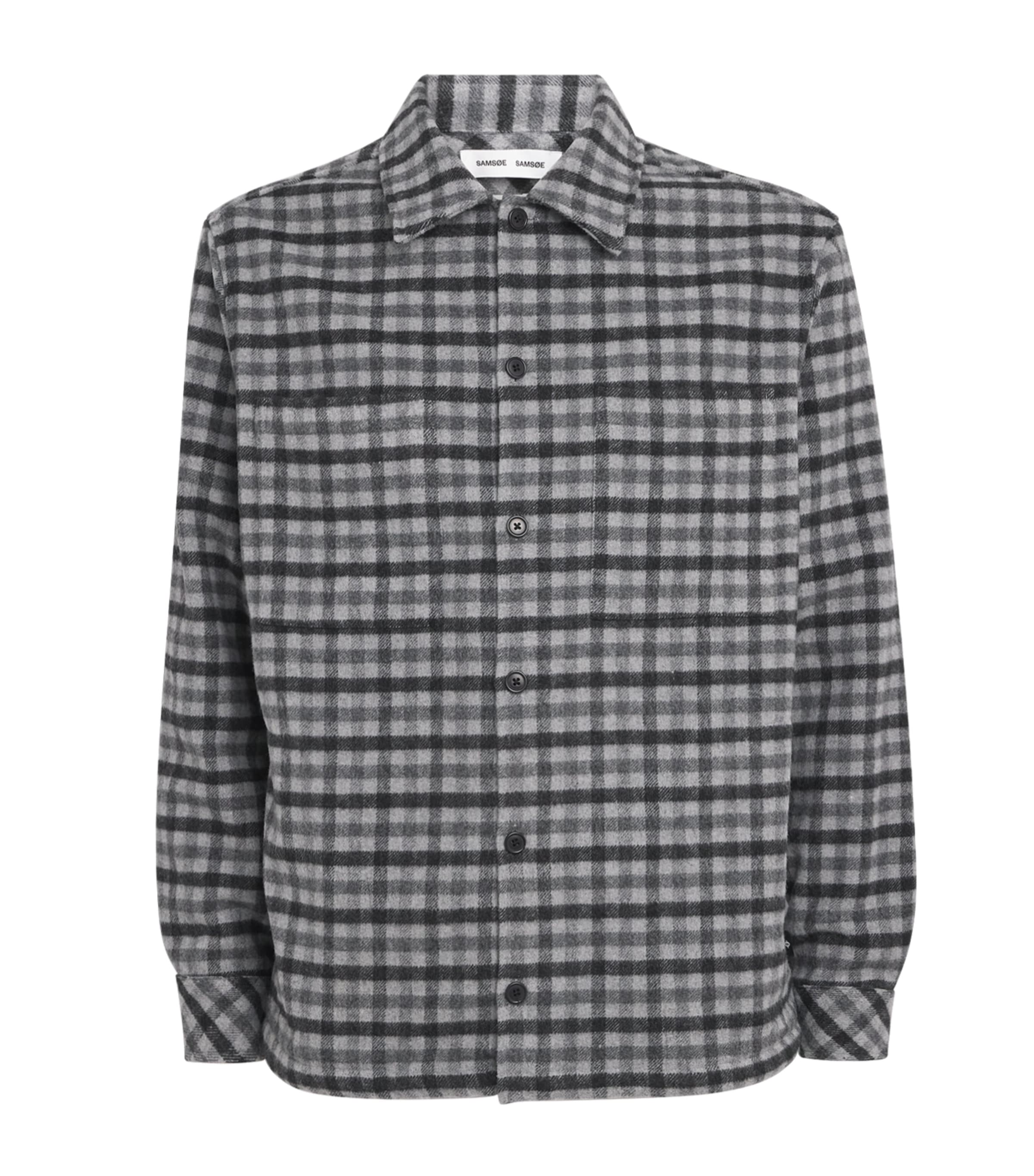 Samsøe Samsøe Mens Check Sacastor X O Overshirt Grey Mel.