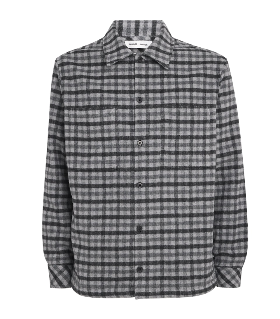 Samsøe Samsøe Mens Check Sacastor X O Overshirt Grey Mel.
