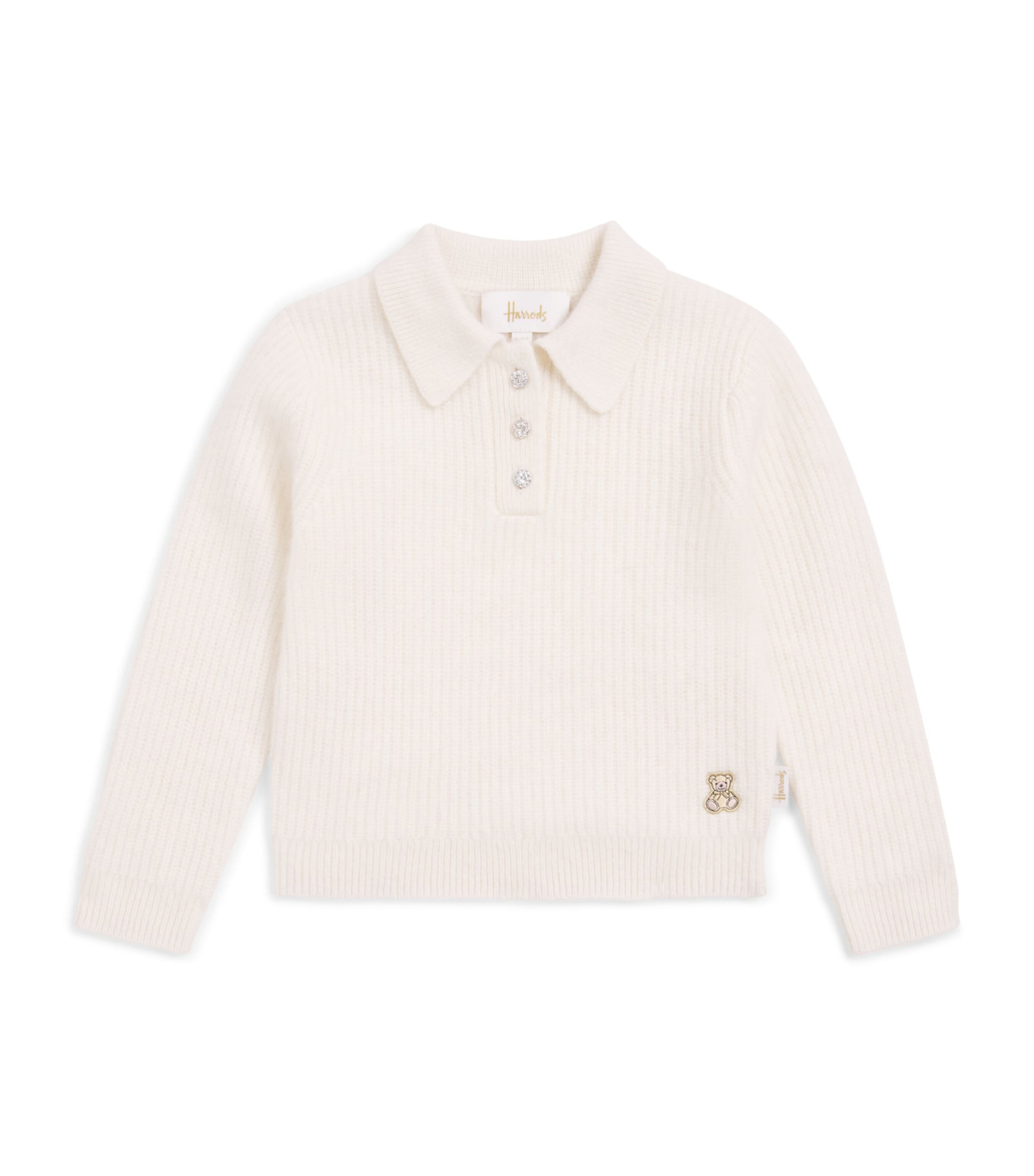 Harrods Cashmere Polo Sweater (2-8 Years) Ivory