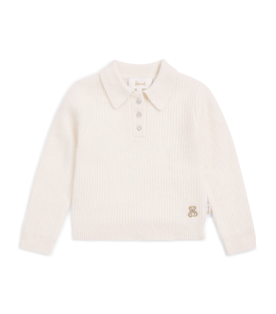 Harrods Cashmere Polo Sweater (2-8 Years) Ivory
