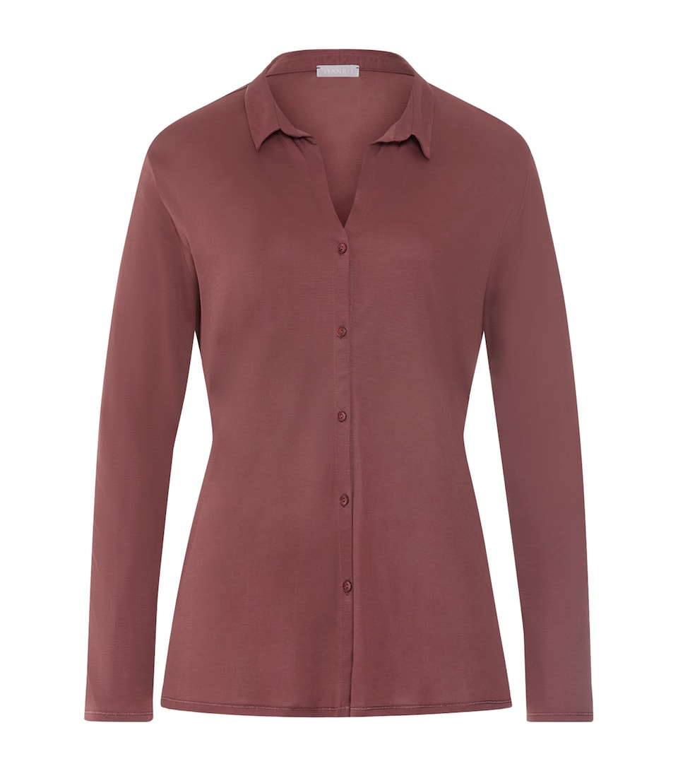 Hanro Womens Modal-Silk Grand Central Pyjama Shirt Apple Butter