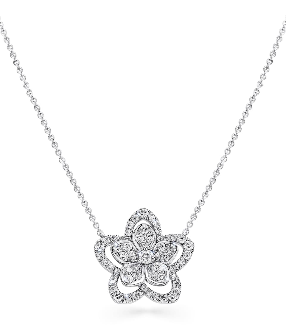 White Gold and Diamond Wild Flower Necklace