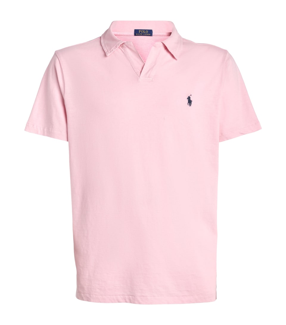 Polo Ralph Lauren Mens Cotton-Linen Open-Collar Polo Shirt Garden Pink