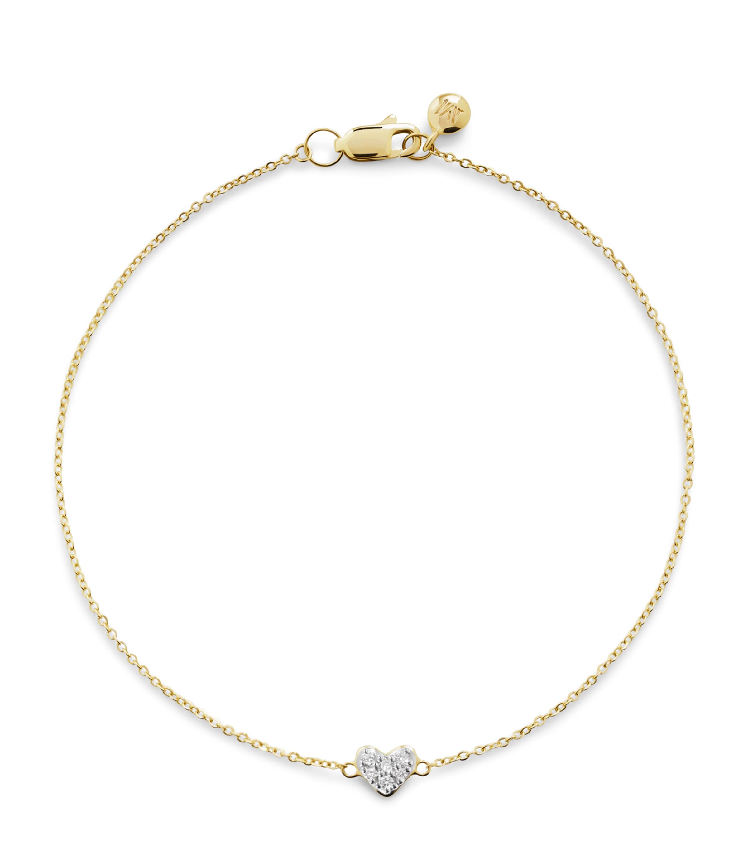 Monica Vinader Yellow Gold and Diamond Mini Heart Bracelet Gold/diamond