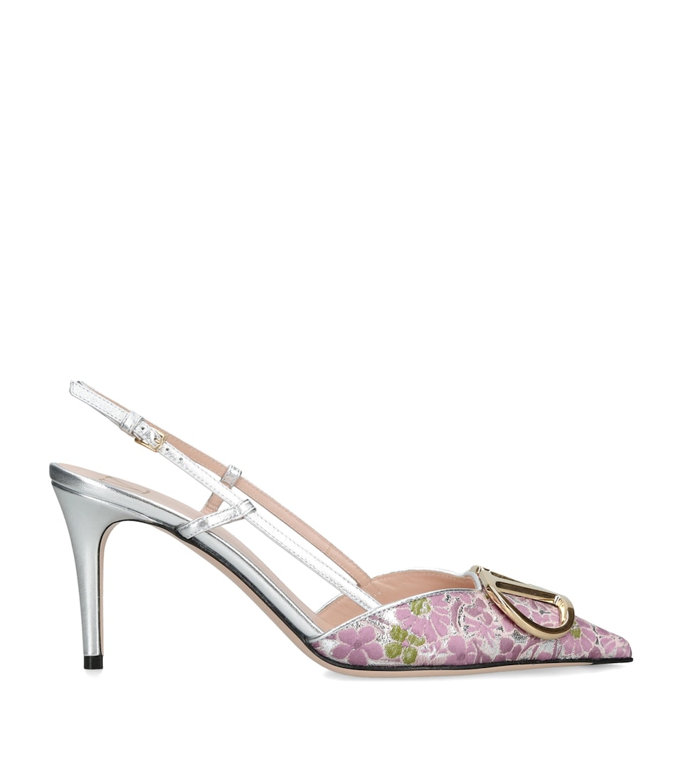 Valentino Garavani Jacquard VLogo Slingback Heels 80 Blush