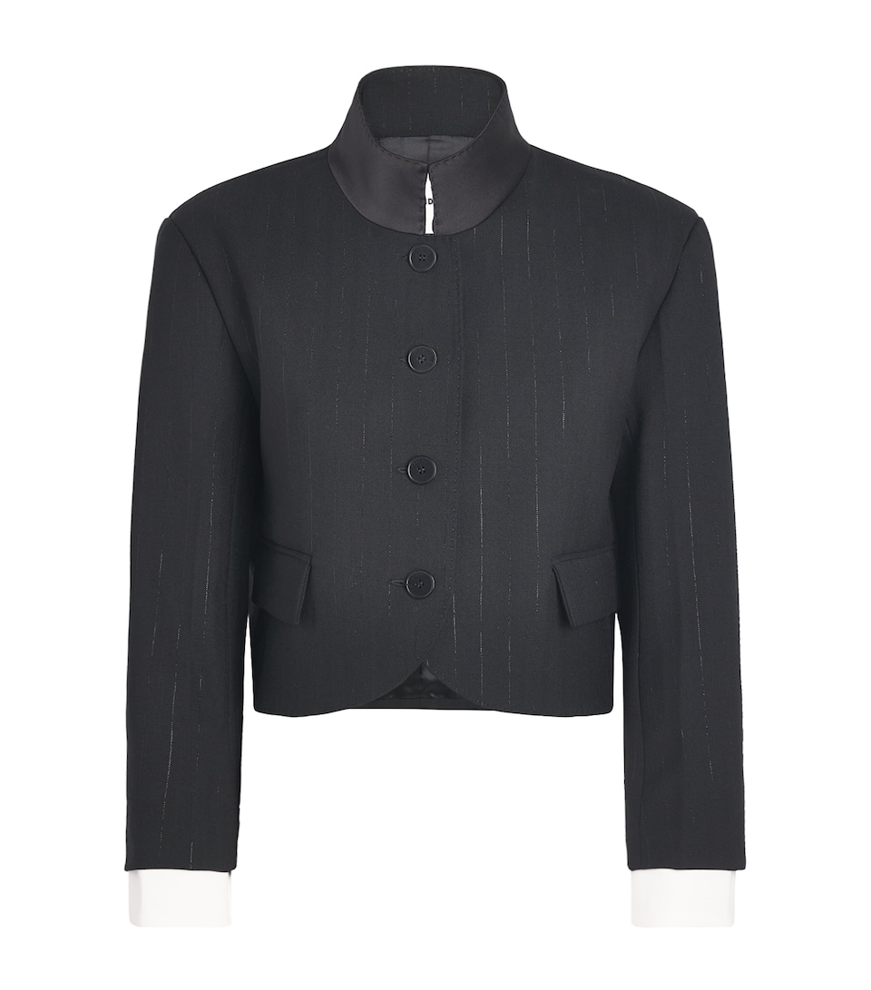 Sandro Paris Womens Stripe Cropped Blazer Black