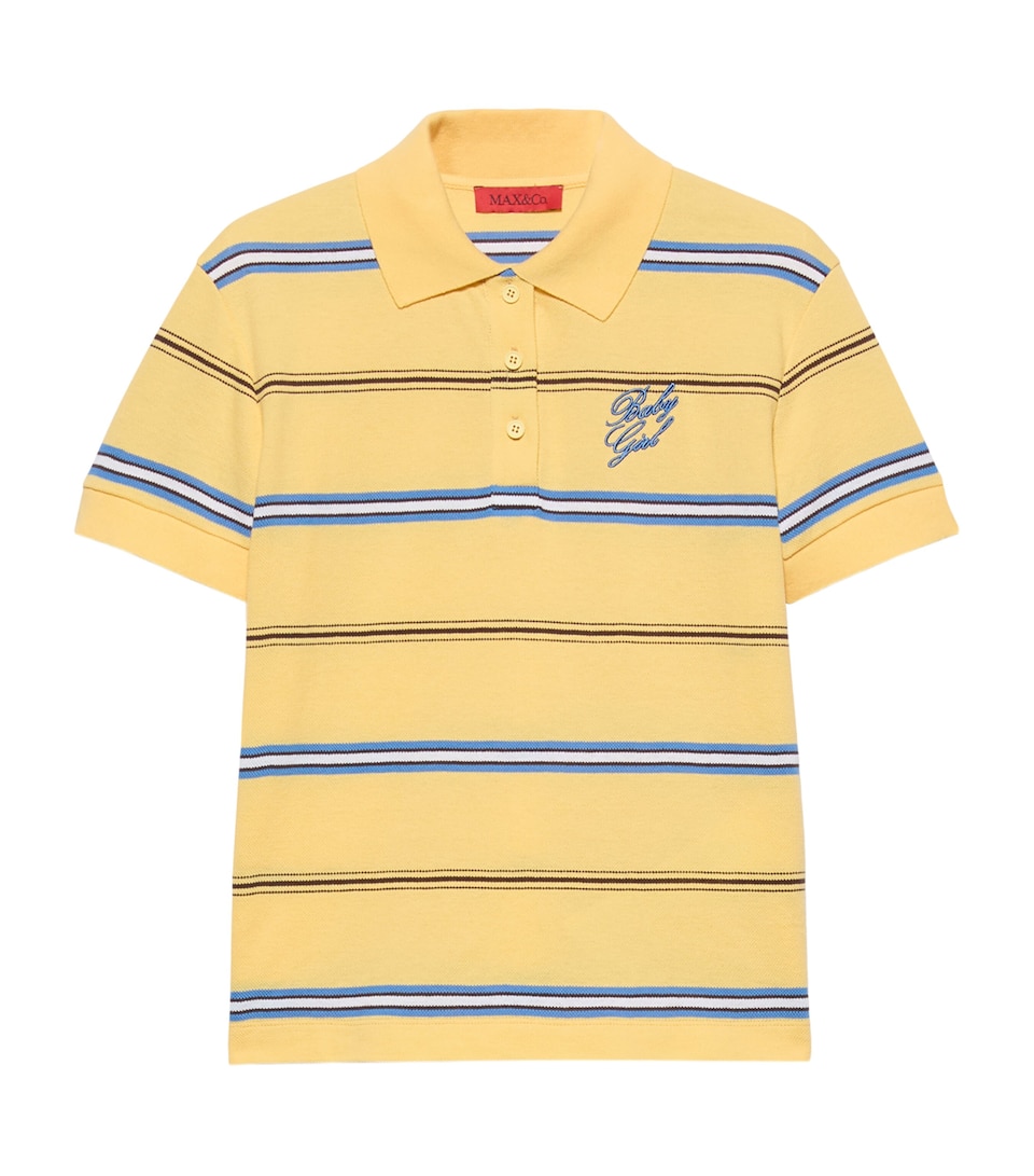 MAX&Co. Womens Cotton Embroidered Polo Shirt Yellow