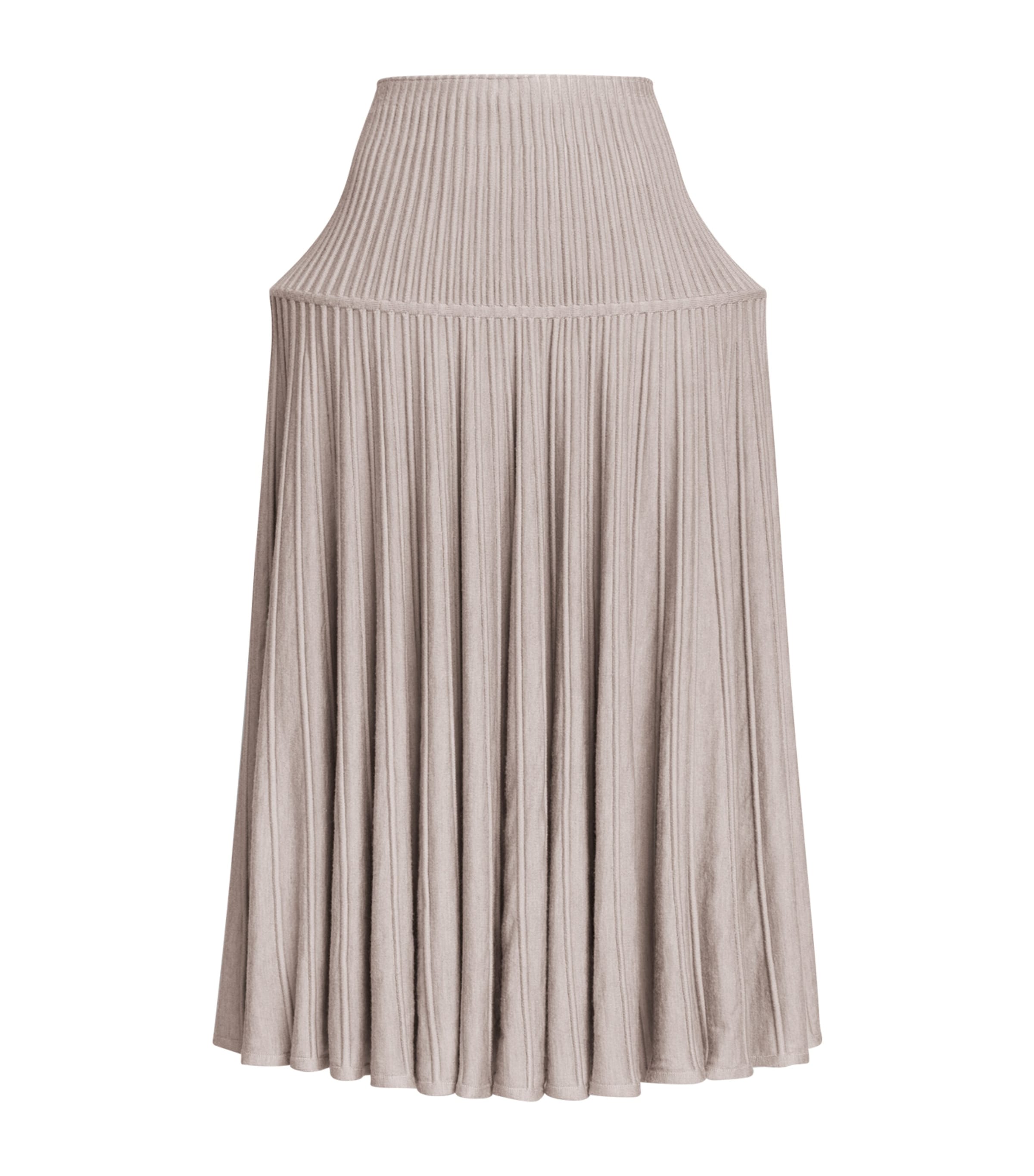 Alaïa Womens Ribbed Sculptural Midi Skirt Beige Chine