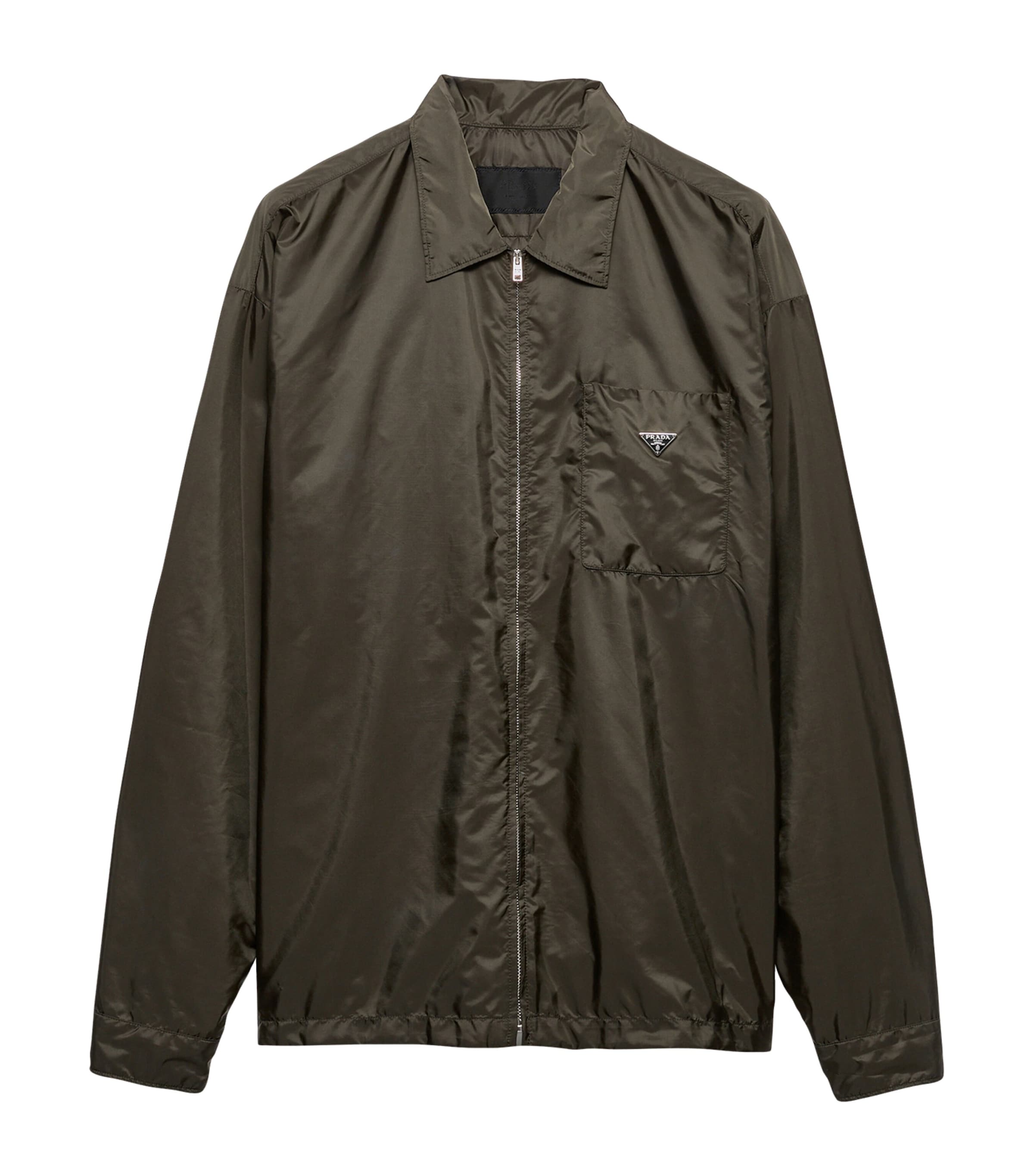 Prada Mens Re-Nylon Zipped Shirt Green