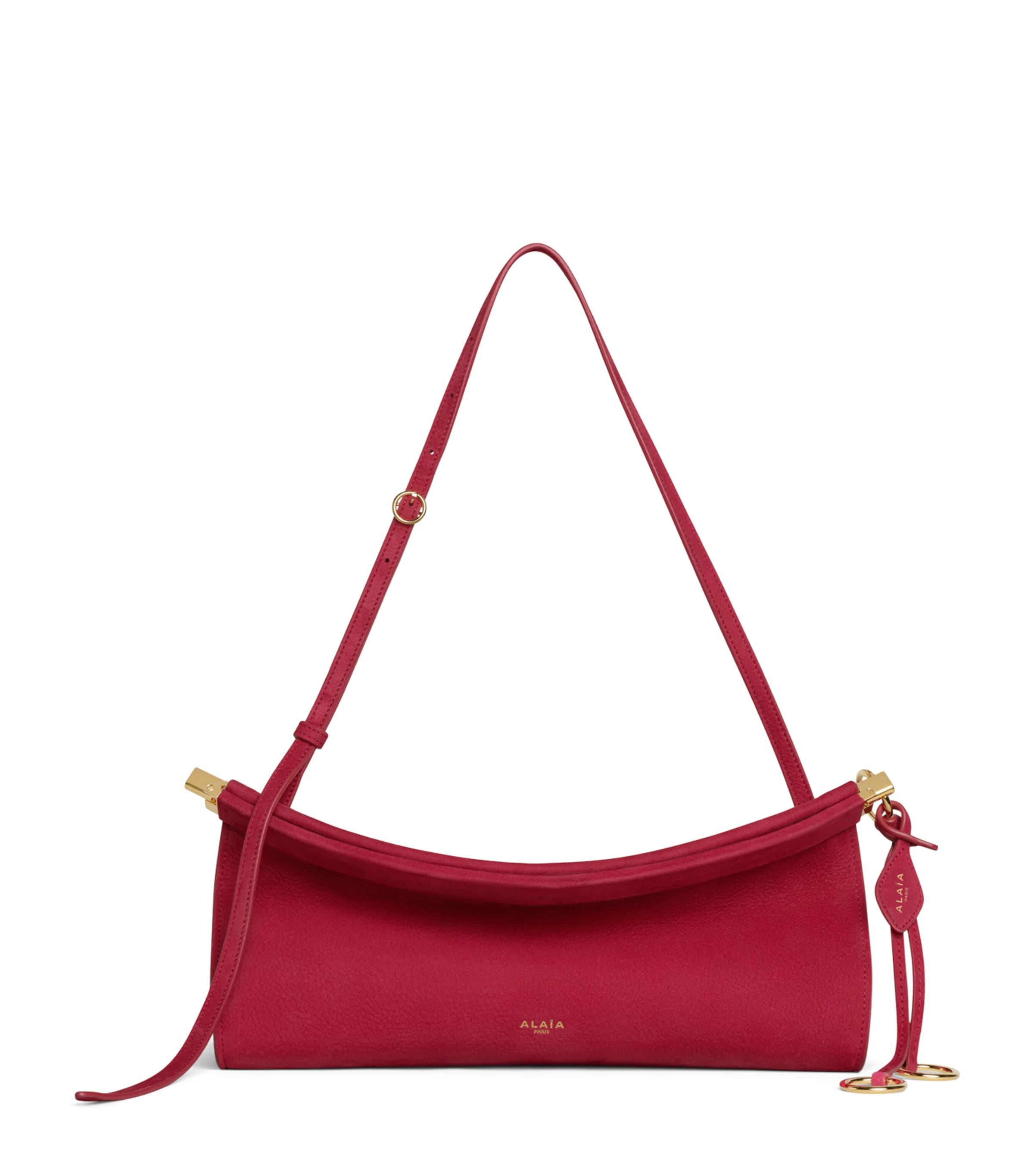 Alaïa Medium Nubuck Le Click East West Shoulder Bag Or