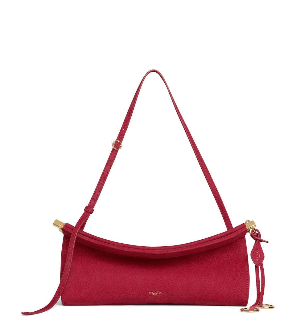 Alaïa Medium Nubuck Le Click East West Shoulder Bag Or