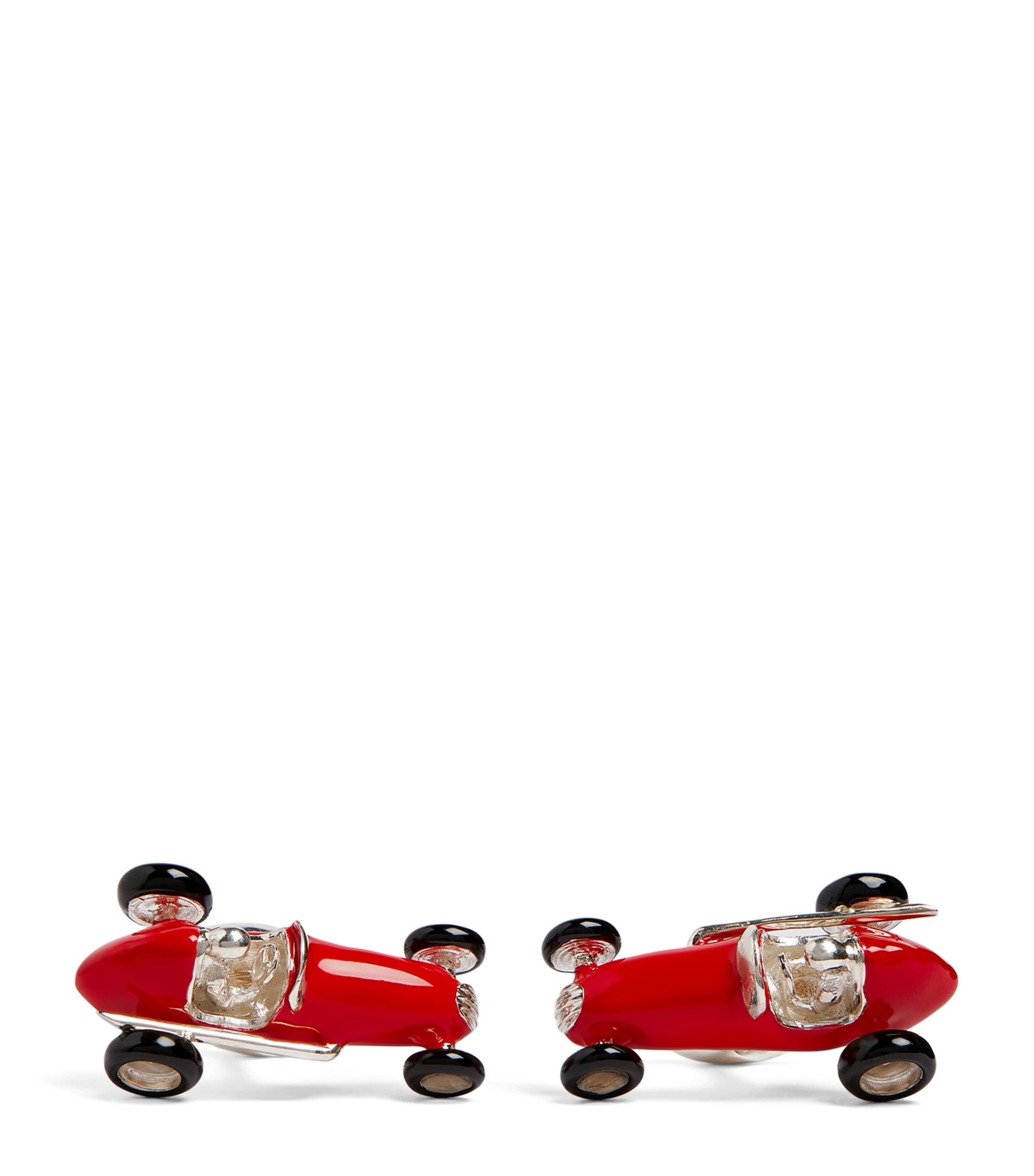 Deakin & Francis Sterling Silver Racing Car Cufflinks Red