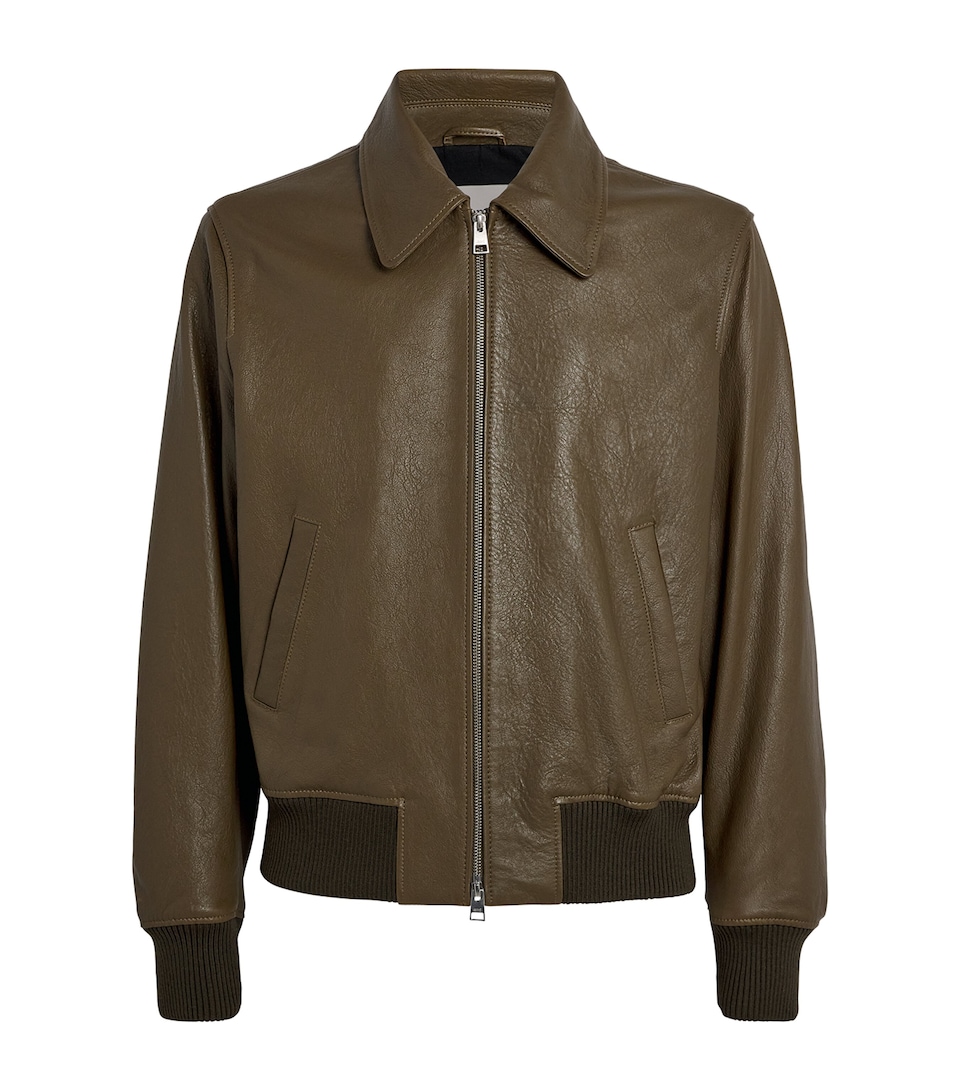 Leather Collar Bomber Jacket