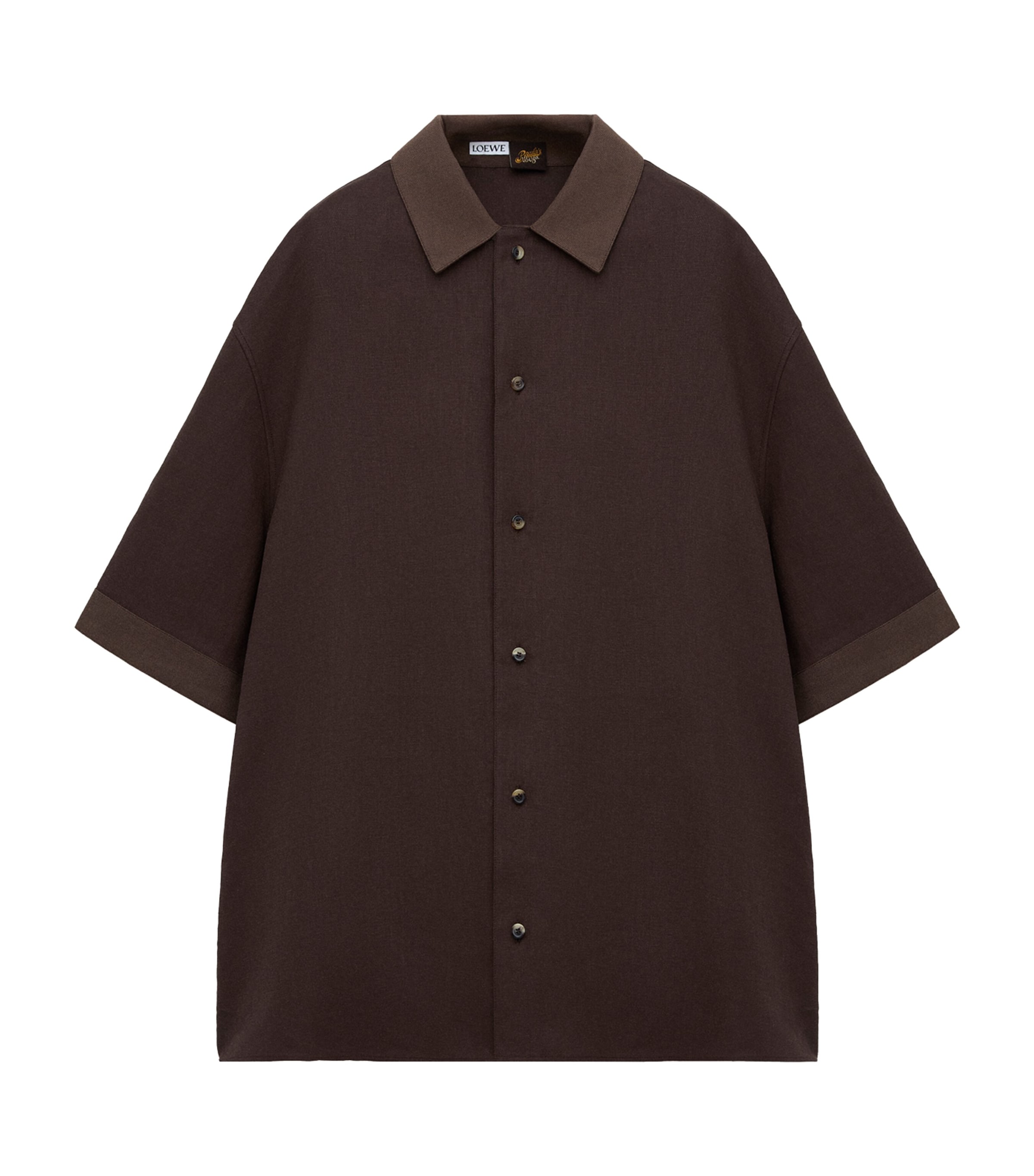 LOEWE Mens x Paula's Ibiza Linen-Blend Shirt Dark Brown/brown