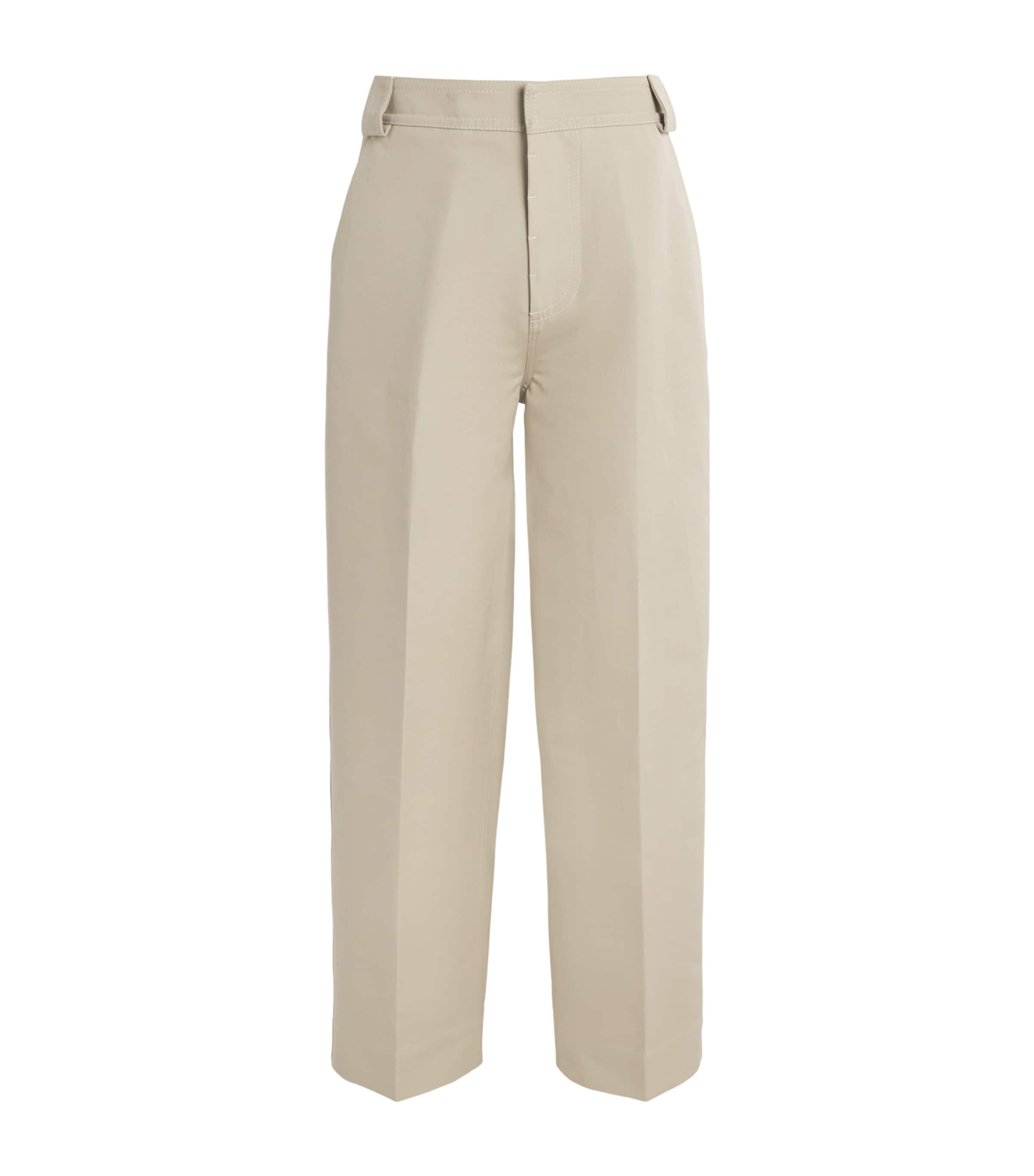 AMI Paris Mens Cotton Baggy Trousers Beige Taupe