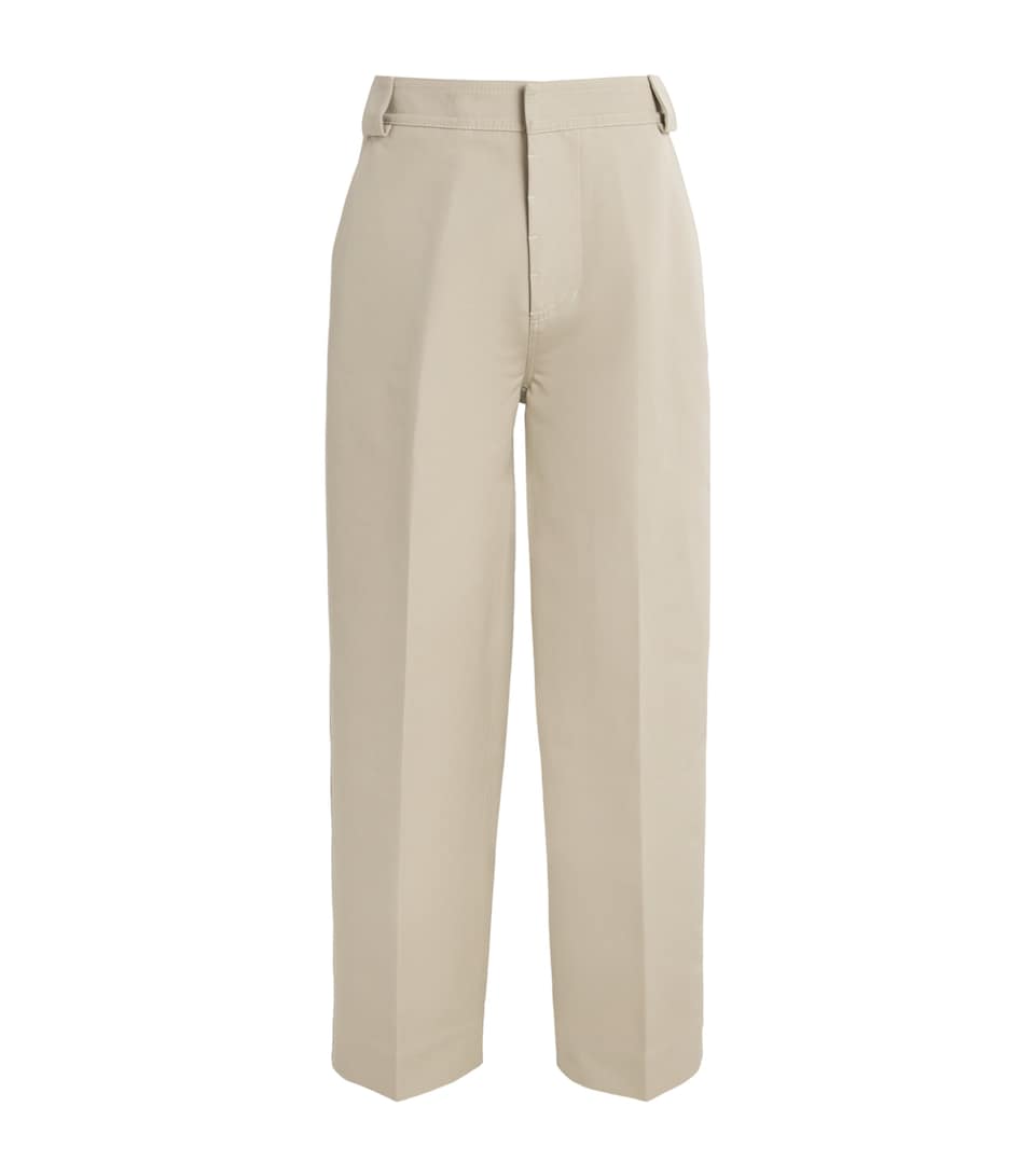 AMI Paris Mens Cotton Baggy Trousers Beige Taupe