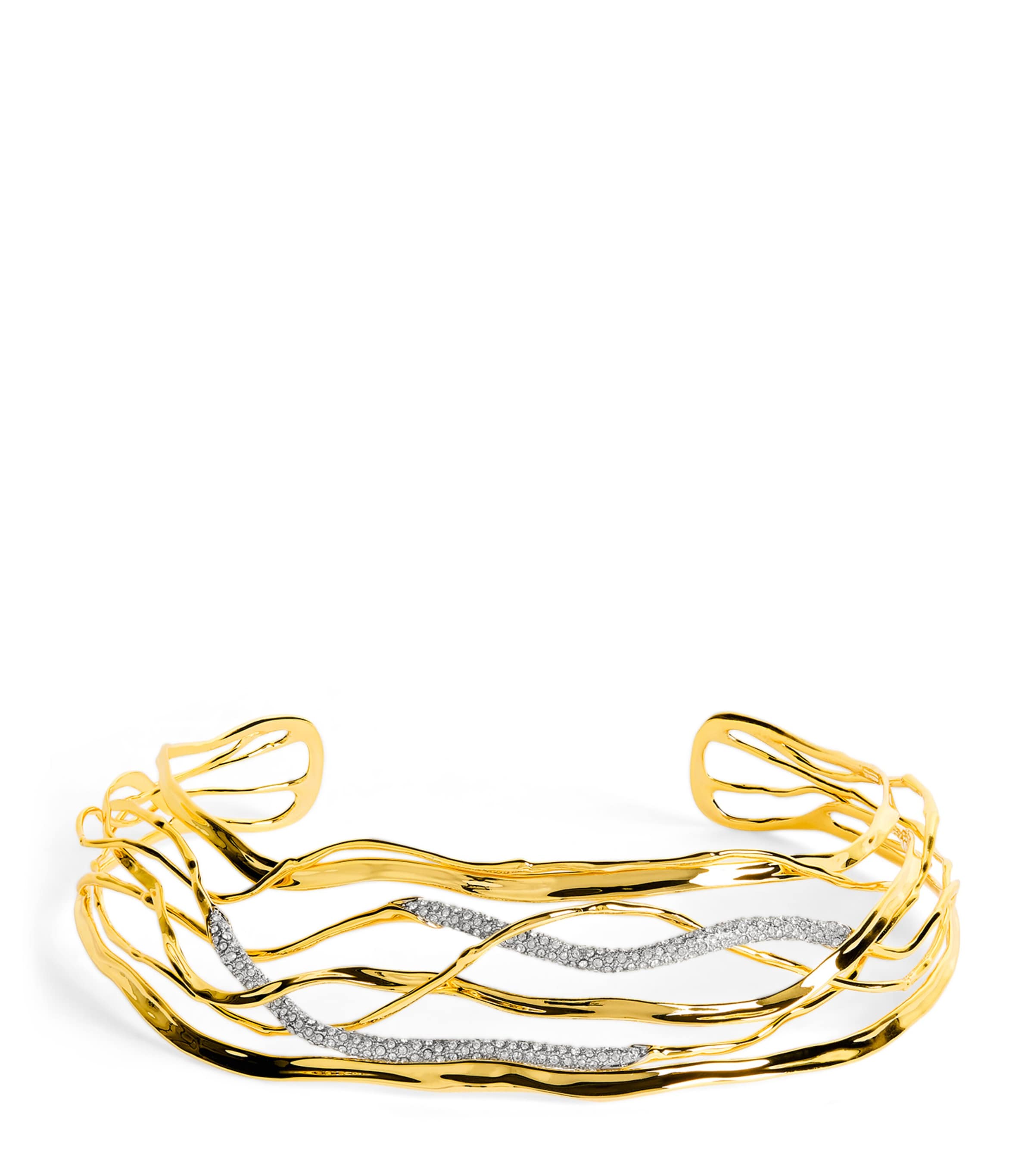 Alexis Bittar Gold-Plated Solanales Crystal Woven Necklace Gold