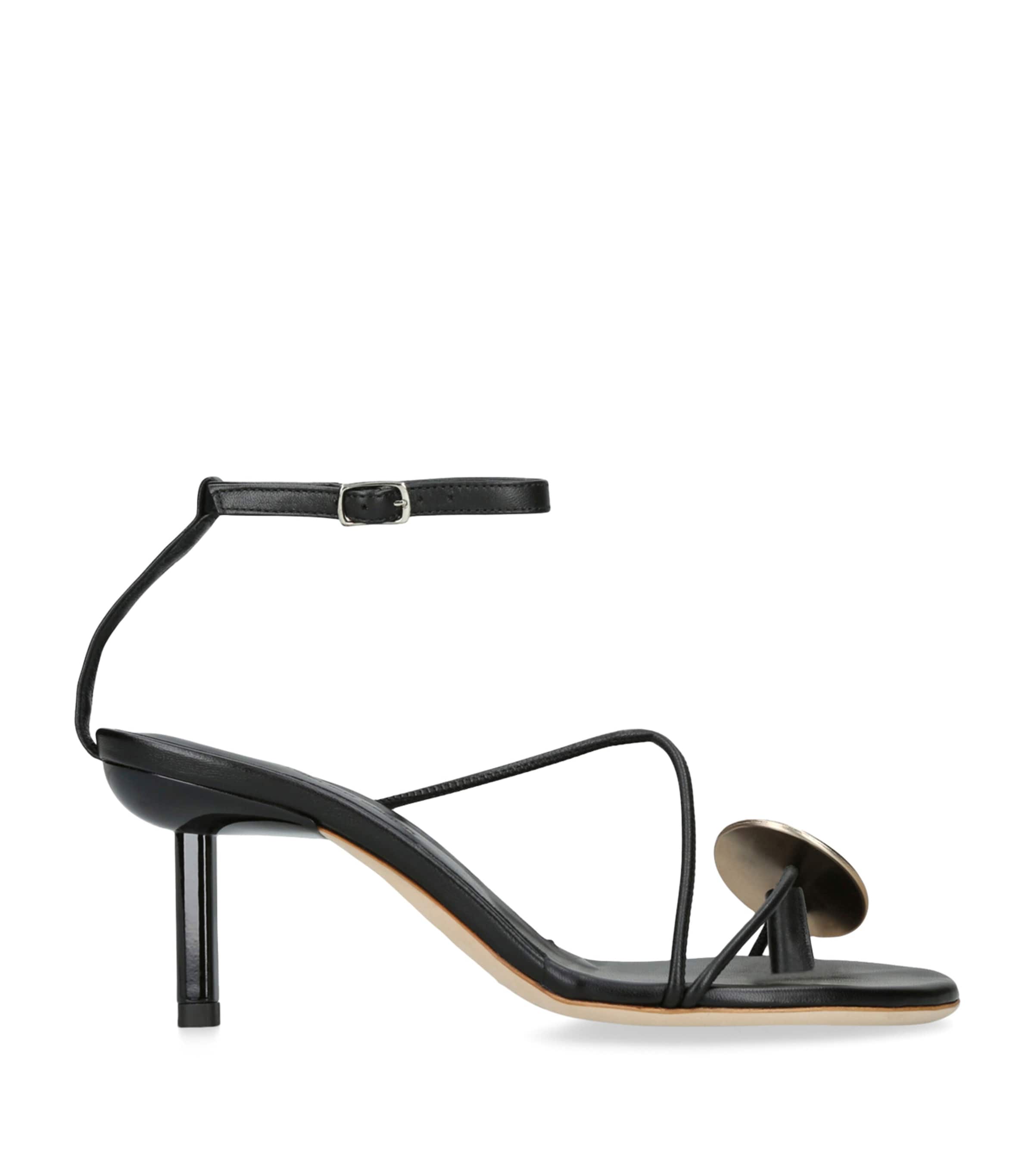 Leather Doma Stoned Heeled Sandals 70