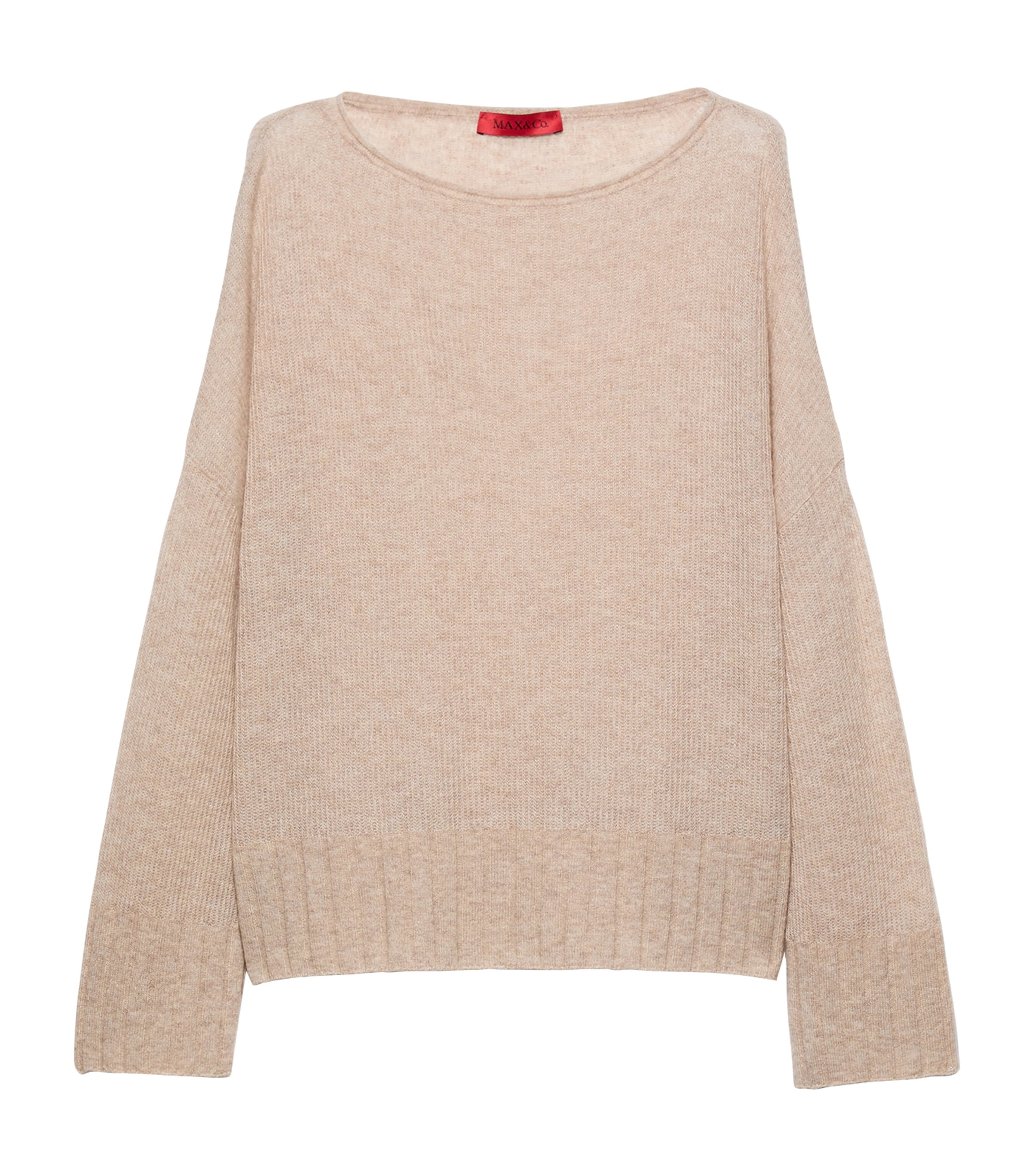 MAX&Co. Womens Linen Boat-Neck Sweater Beige
