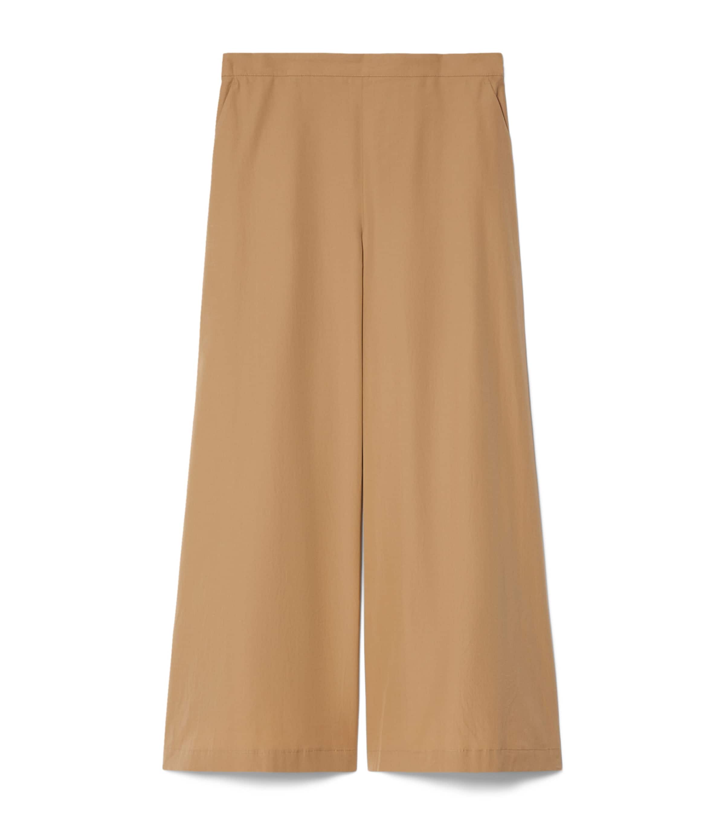 Marina Rinaldi Womens Cotton Poplin Wide-Leg Trousers Camel