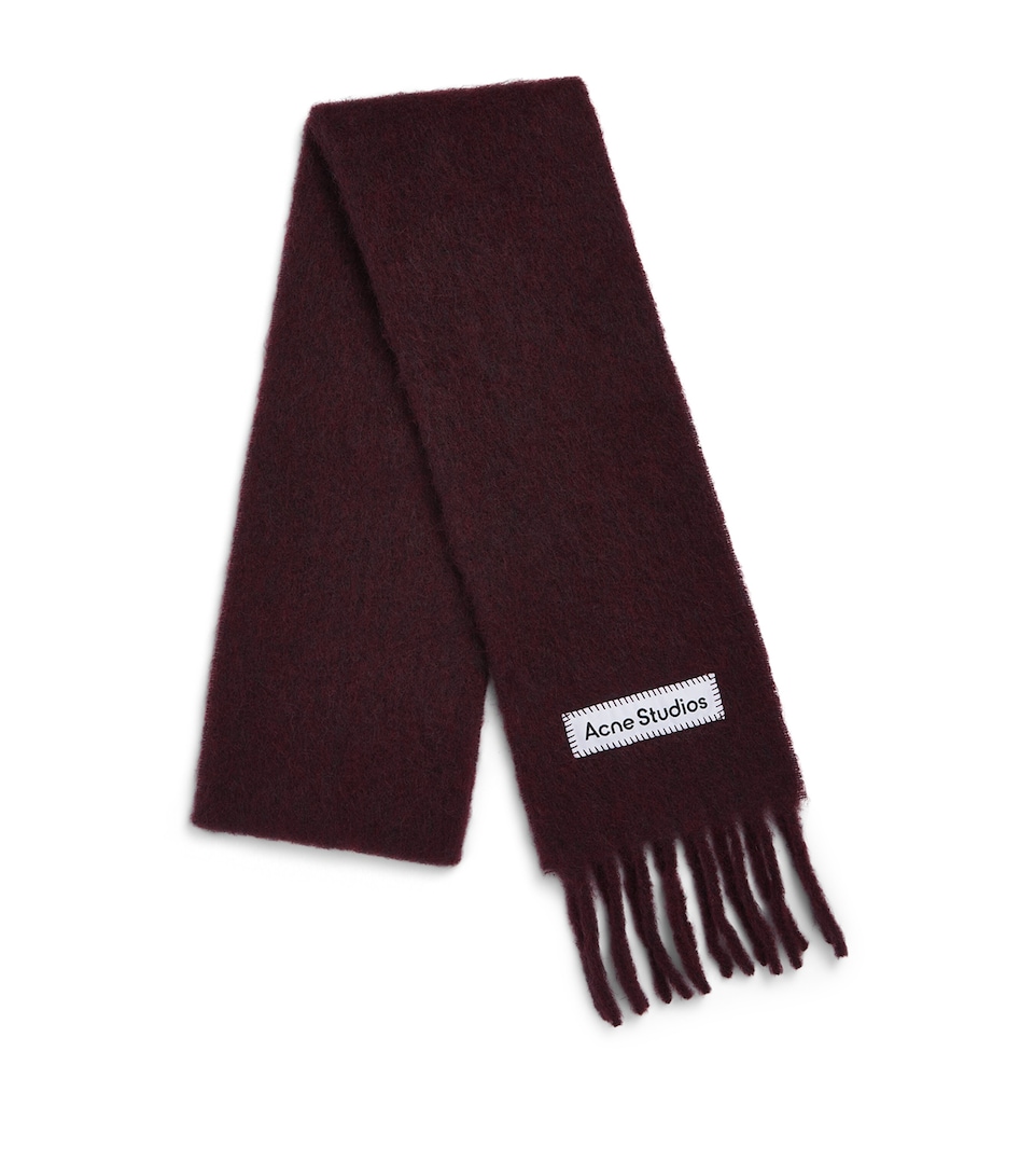 Acne Studios Alpaca-Wool-Mohair-Blend Fringe Scarf Burgundy