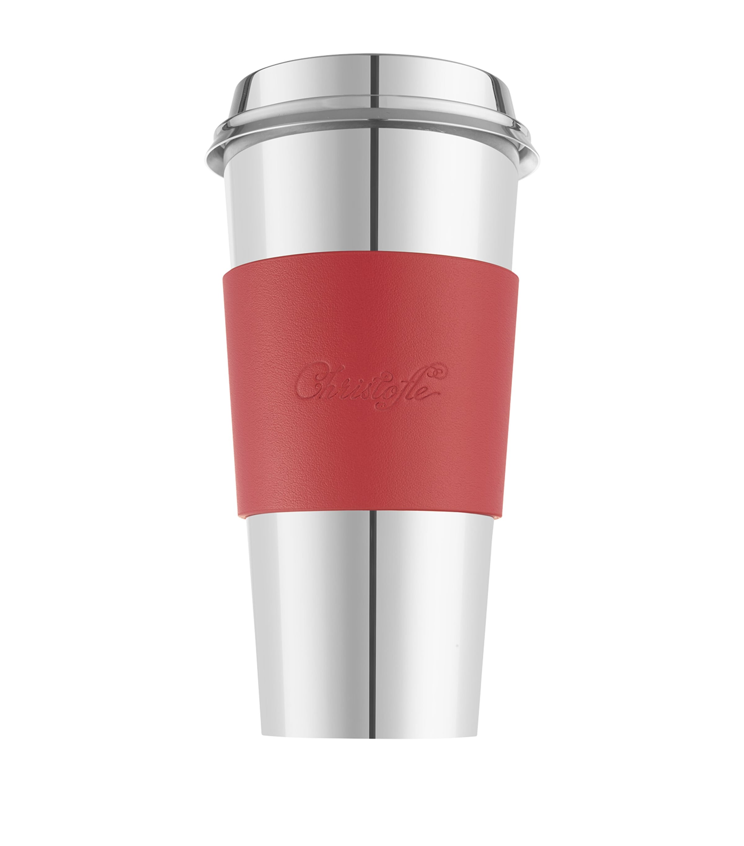 Christofle Leather Objets Miroir Coffee Cup Ring Red