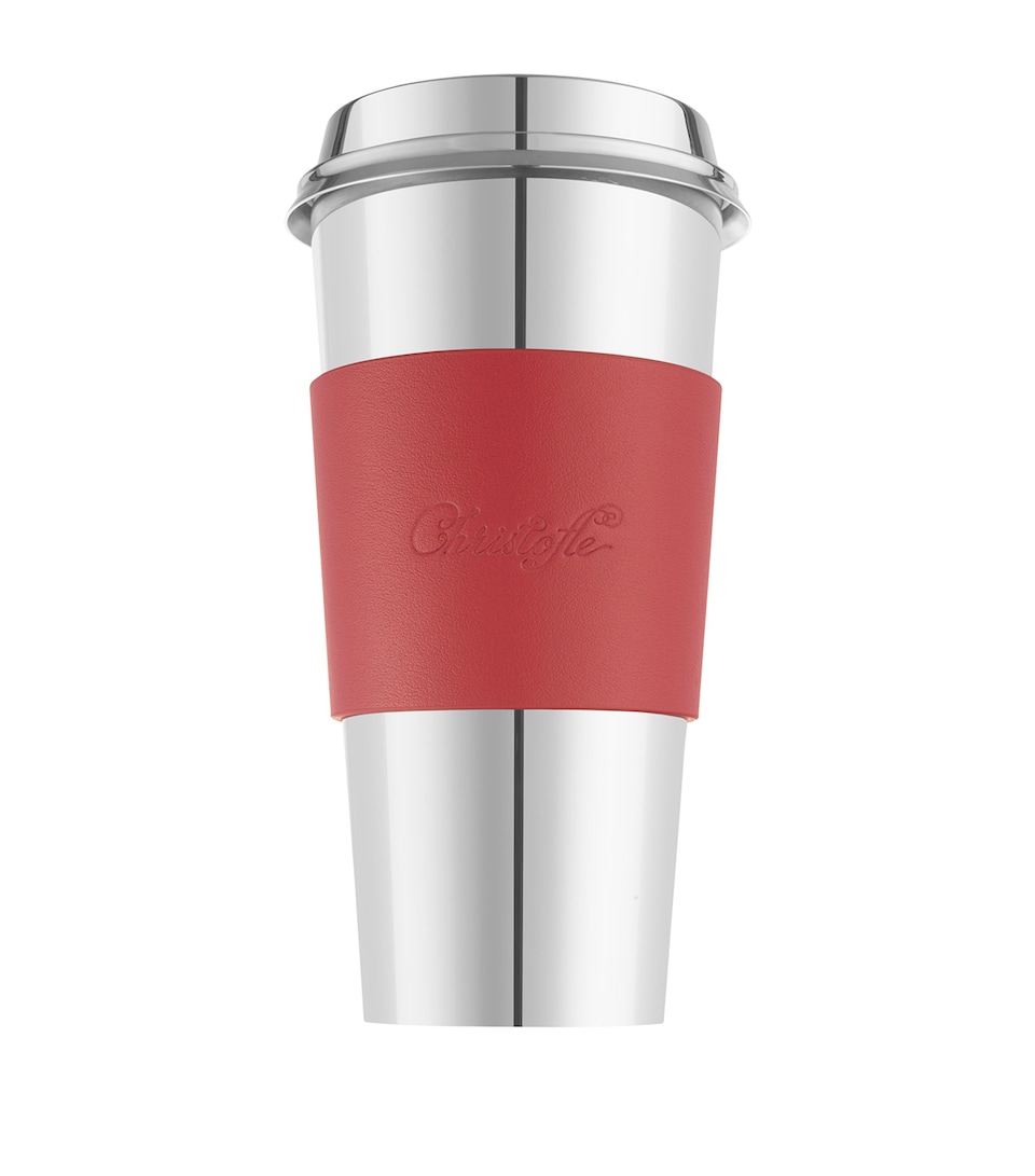 Christofle Leather Objets Miroir Coffee Cup Ring Red