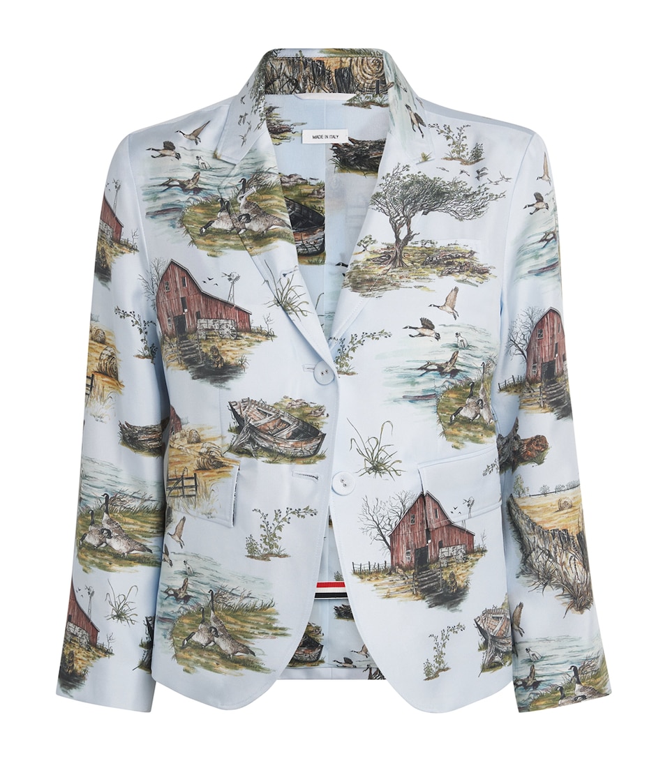 Silk Twill Printed Blazer