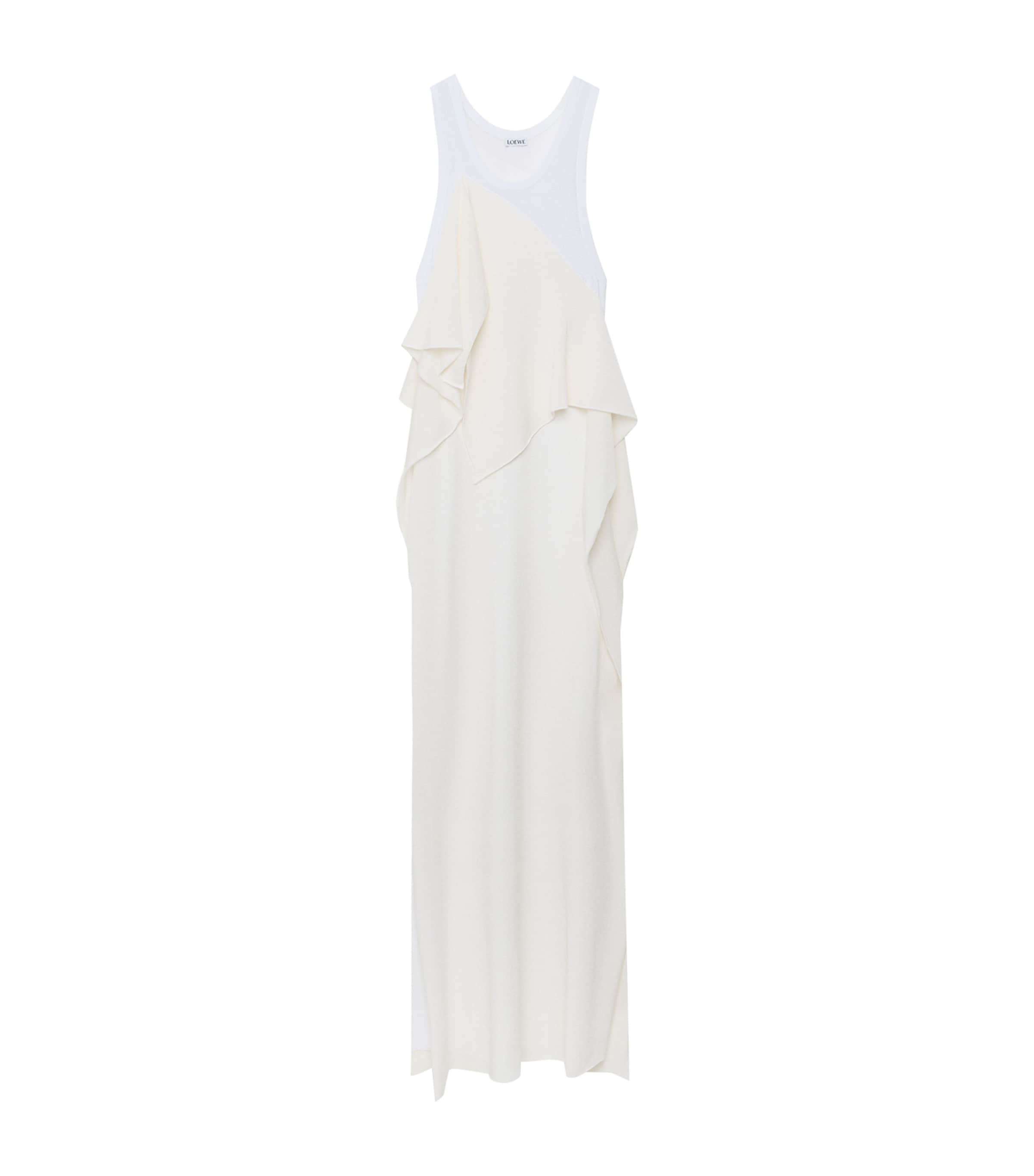 LOEWE Womens Knitted Ruffle Maxi Dress White