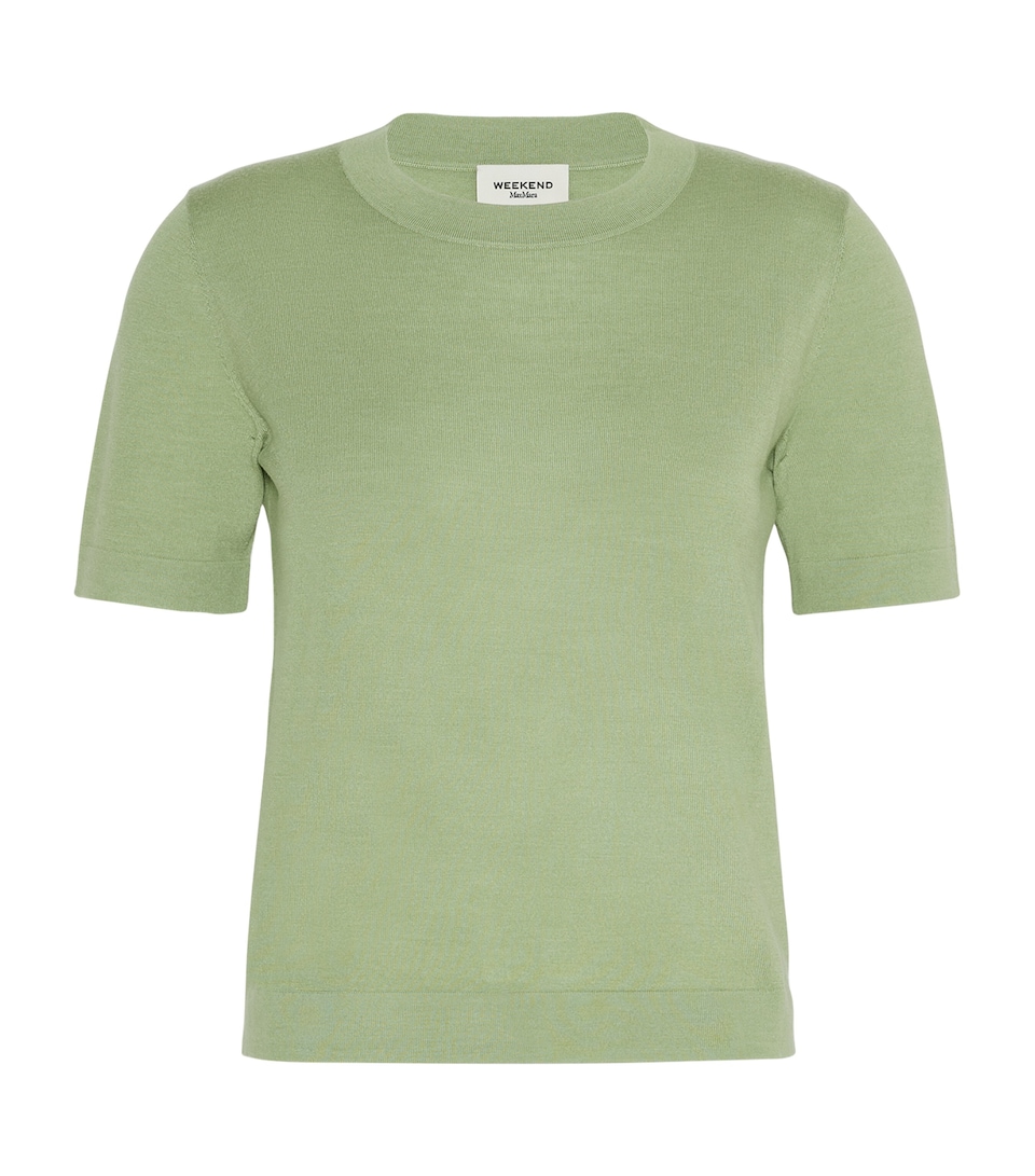Weekend Max Mara Womens Wool-Silk Knit Top Green