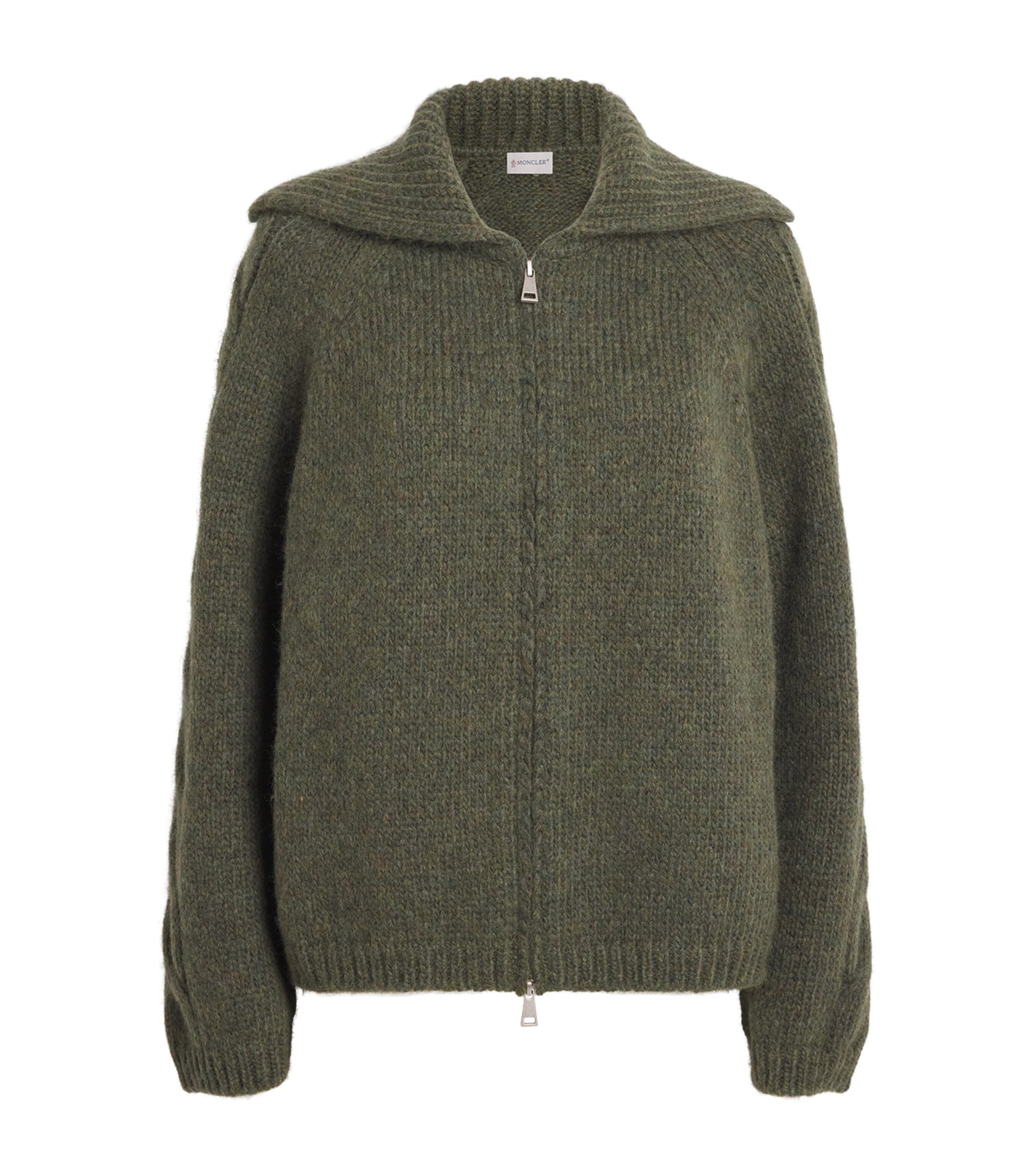 Moncler Womens Wool-Blend Zip-Up Cardigan