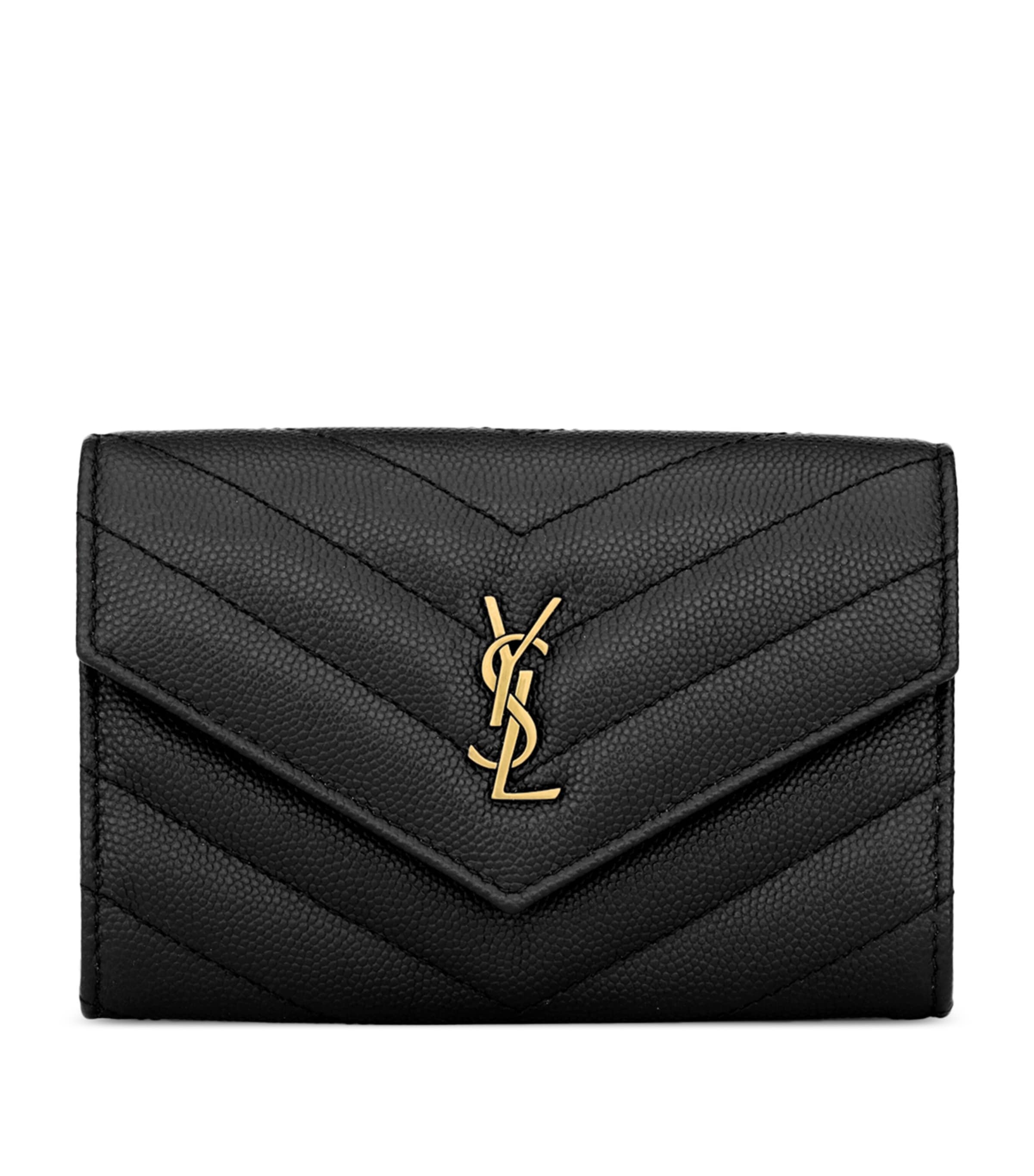 Saint Laurent Small Leather Cassandre  Envelope Wallet